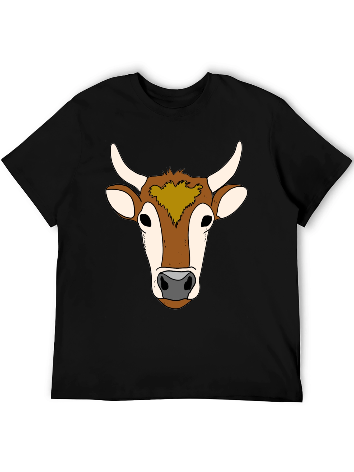 Black Cow Face Graphic Tee - Unisex Black T-Shirt view 5