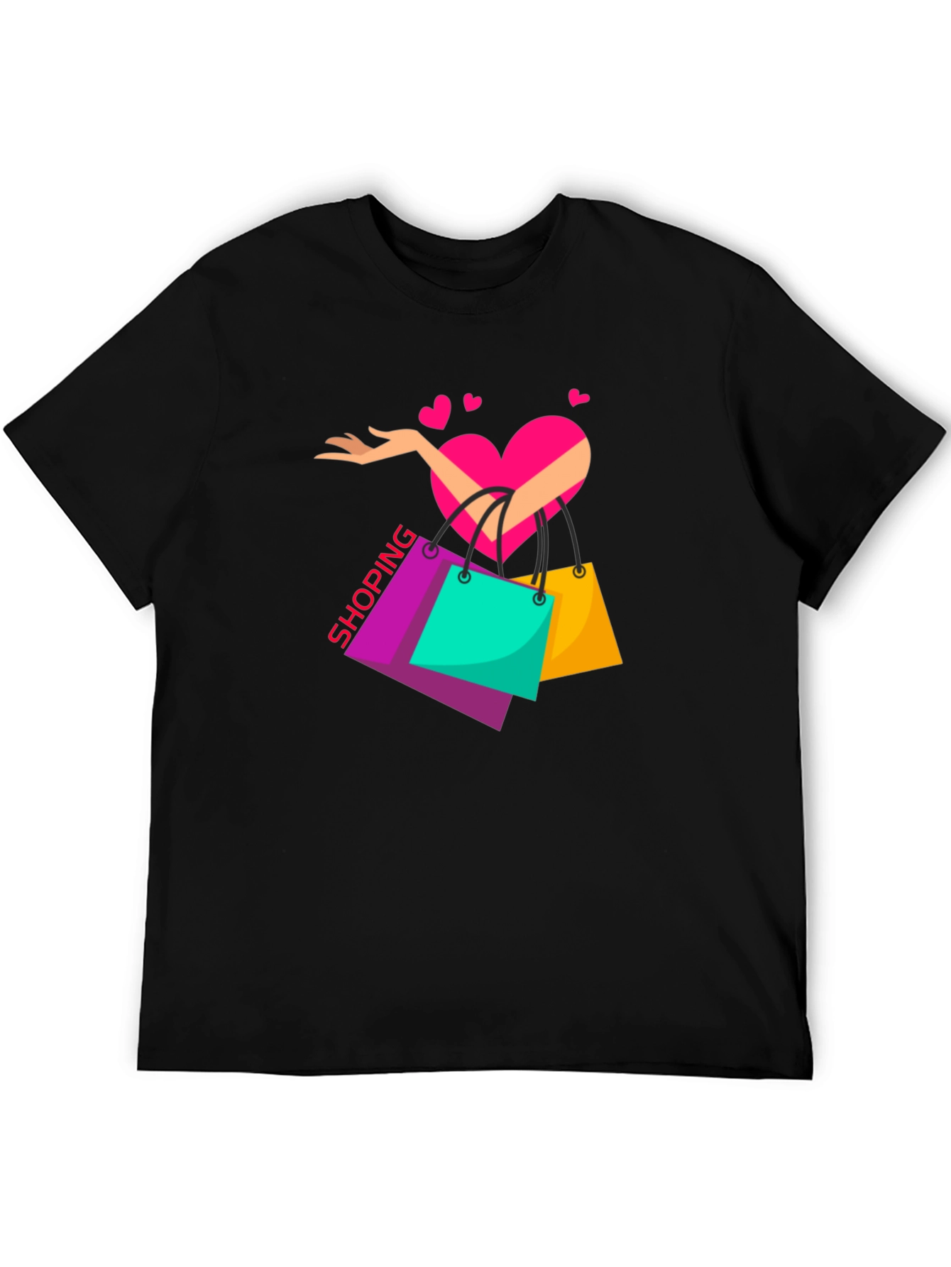 Black Shopping Lover's Black T-Shirt view 5