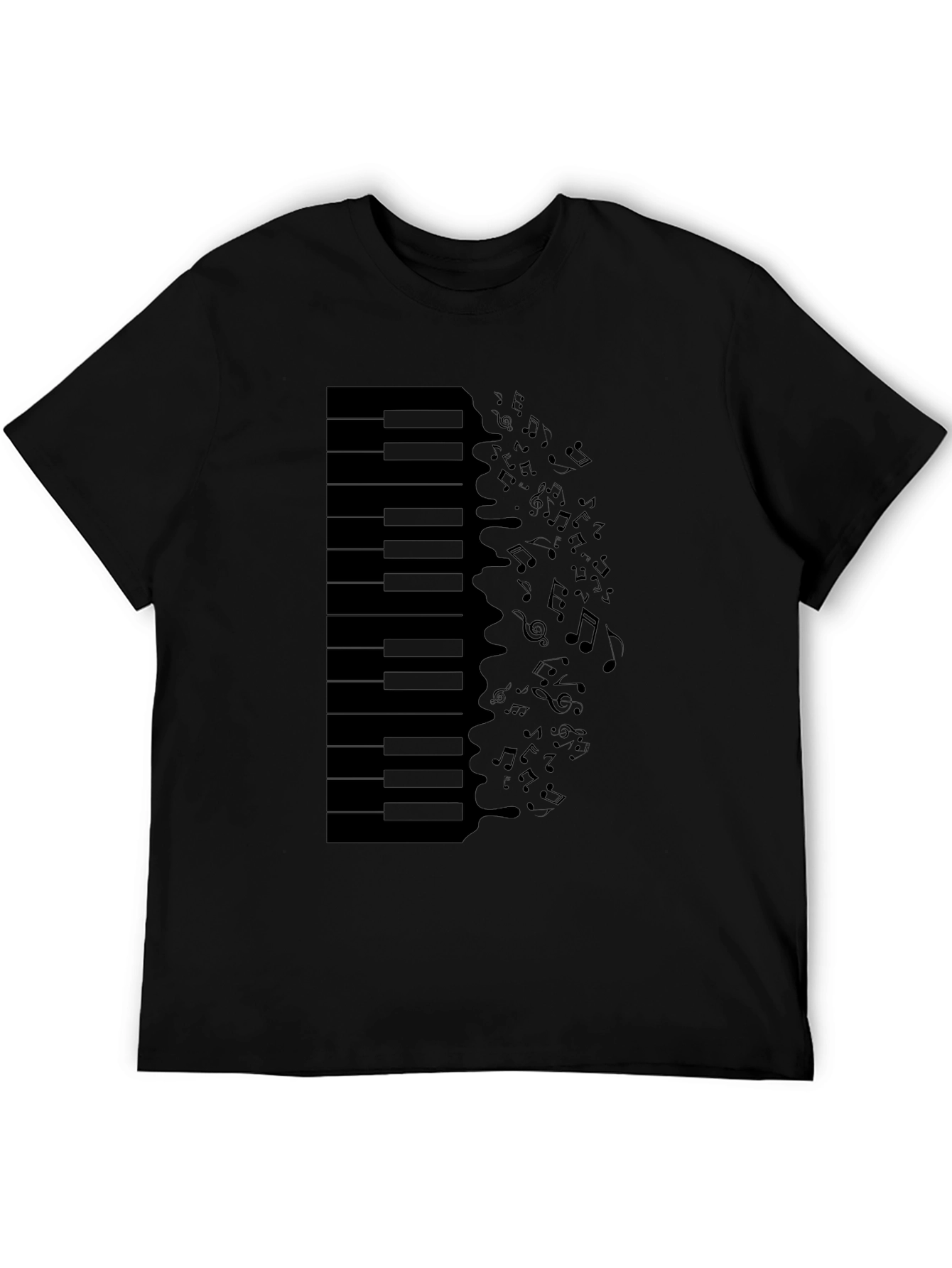 Black Piano Keys & Notes Graphic Tee - Black T-Shirt view 5