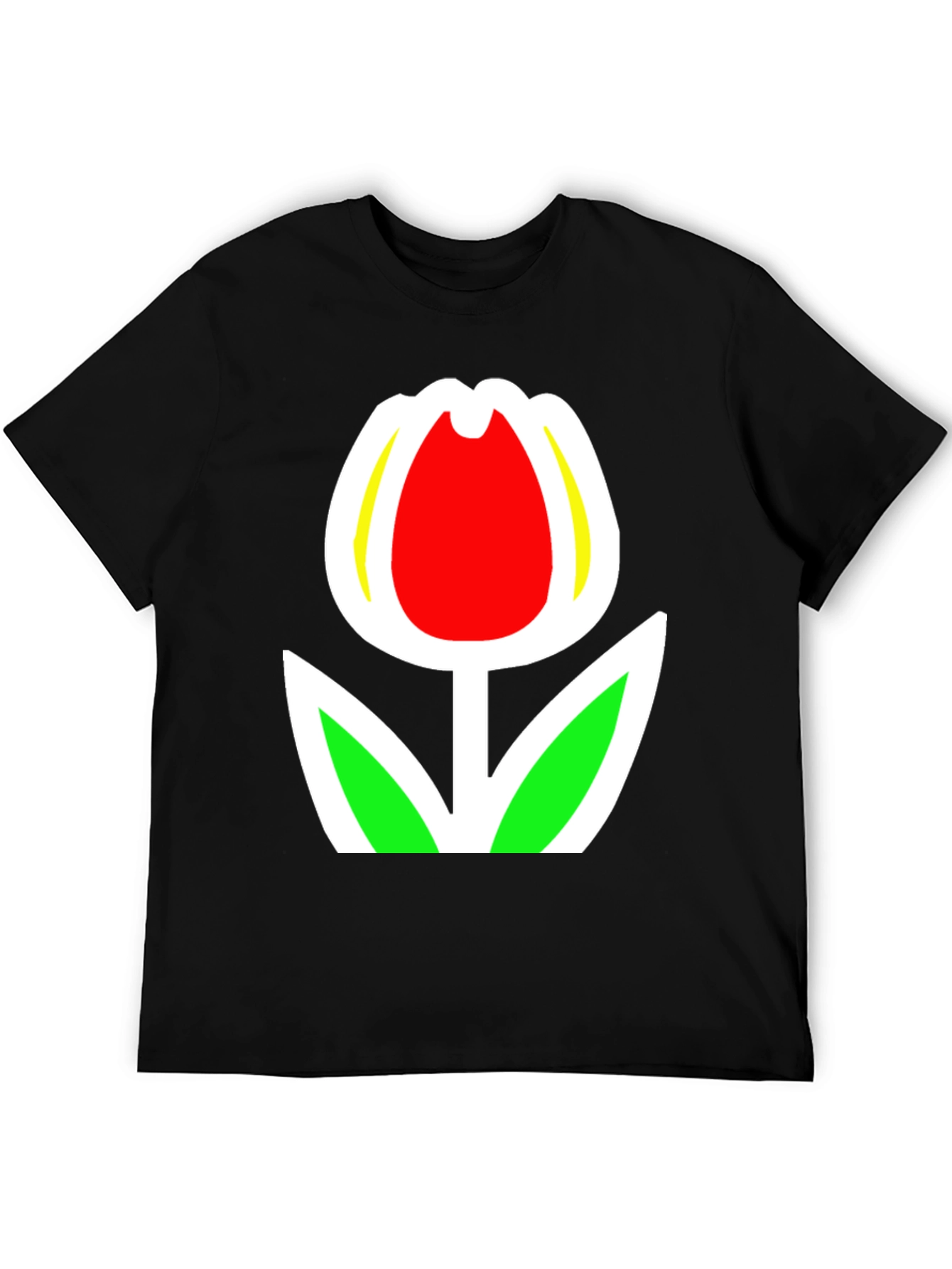 Black Tulip Graphic Tee - Black Cotton Blend Casual Wear view 5