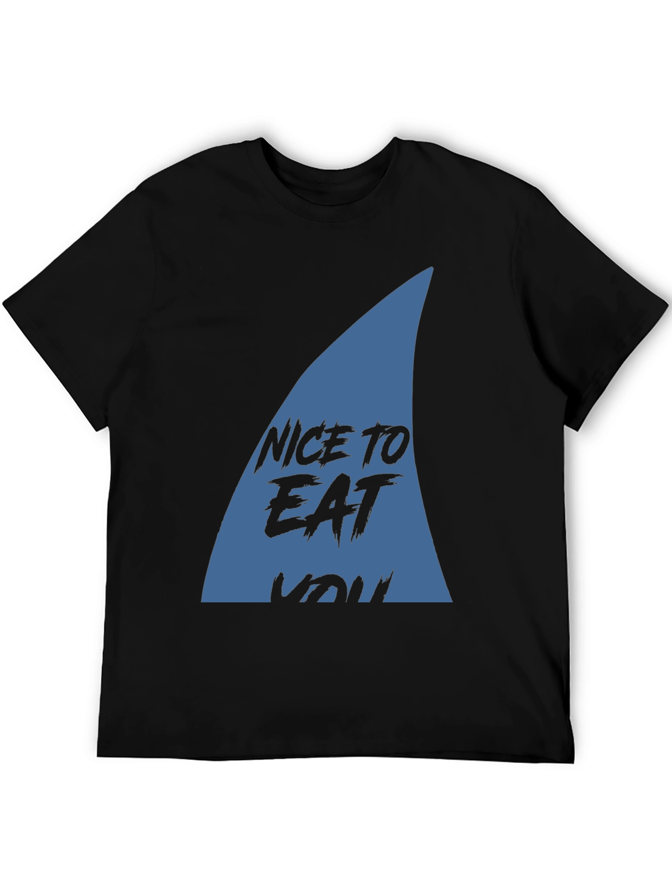 Black Nice to Eat You Shark Fin Graphic Tee view 5