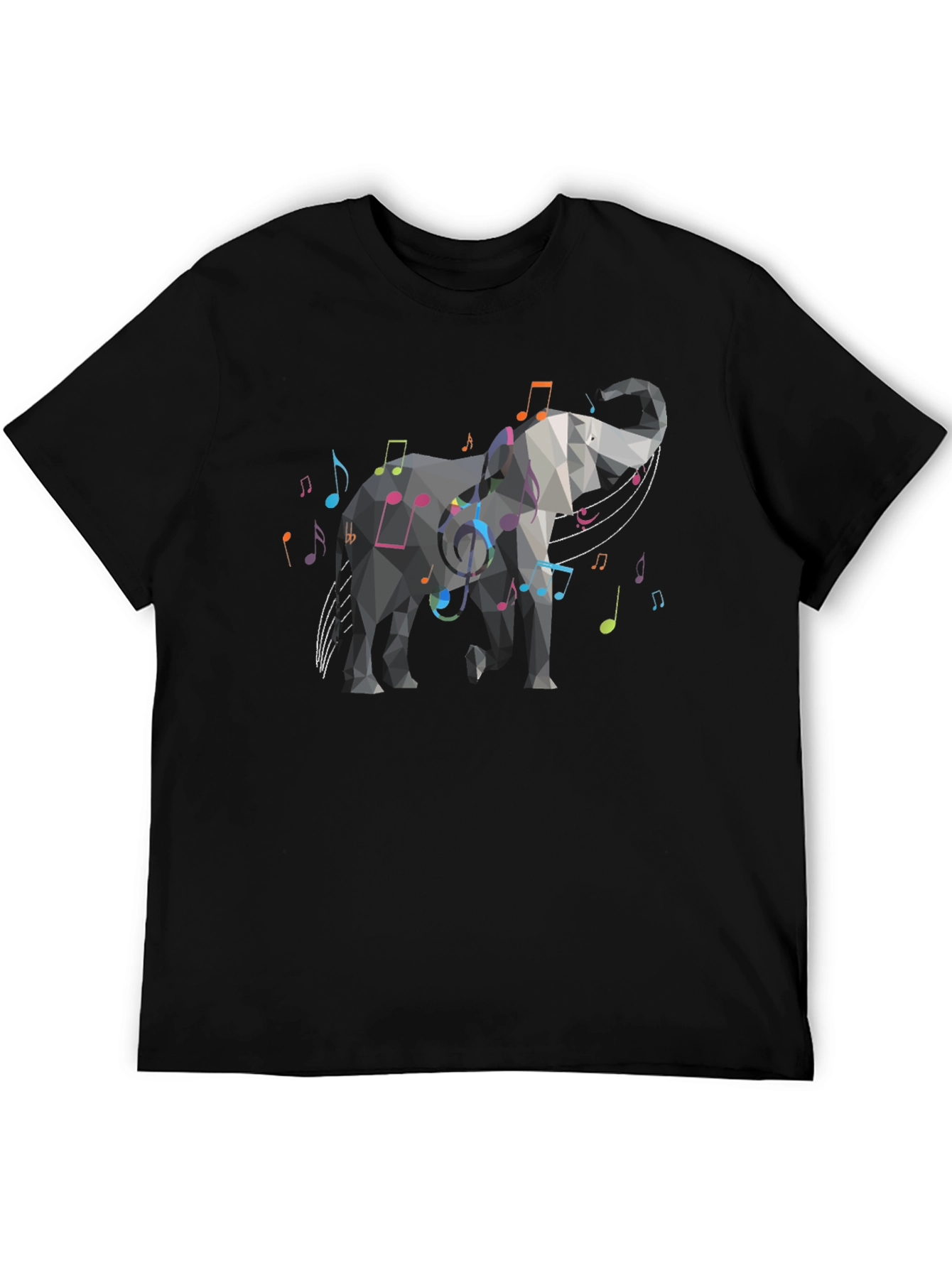 Black Geometric Elephant Music Note Graphic Tee view 5