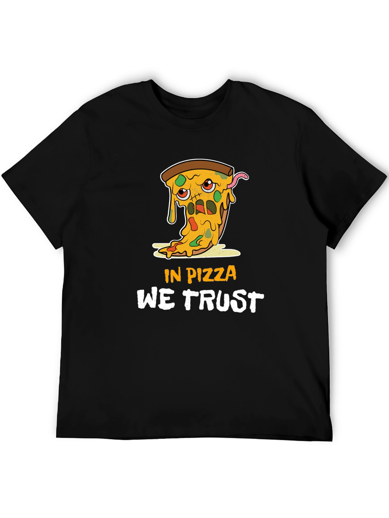 Black In Pizza We Trust Graphic Tee - Funny Foodie T-Shirt view 5