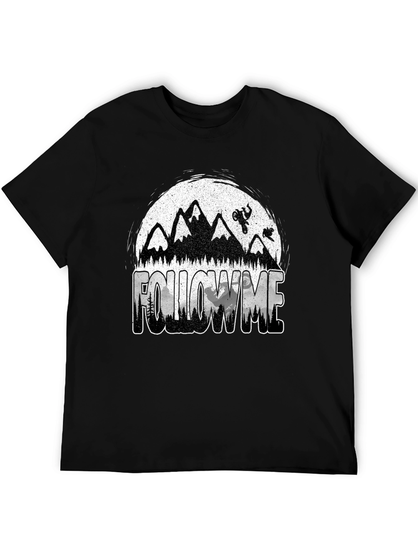 Black Follow Me Mountain Bike Graphic T-Shirt view 5