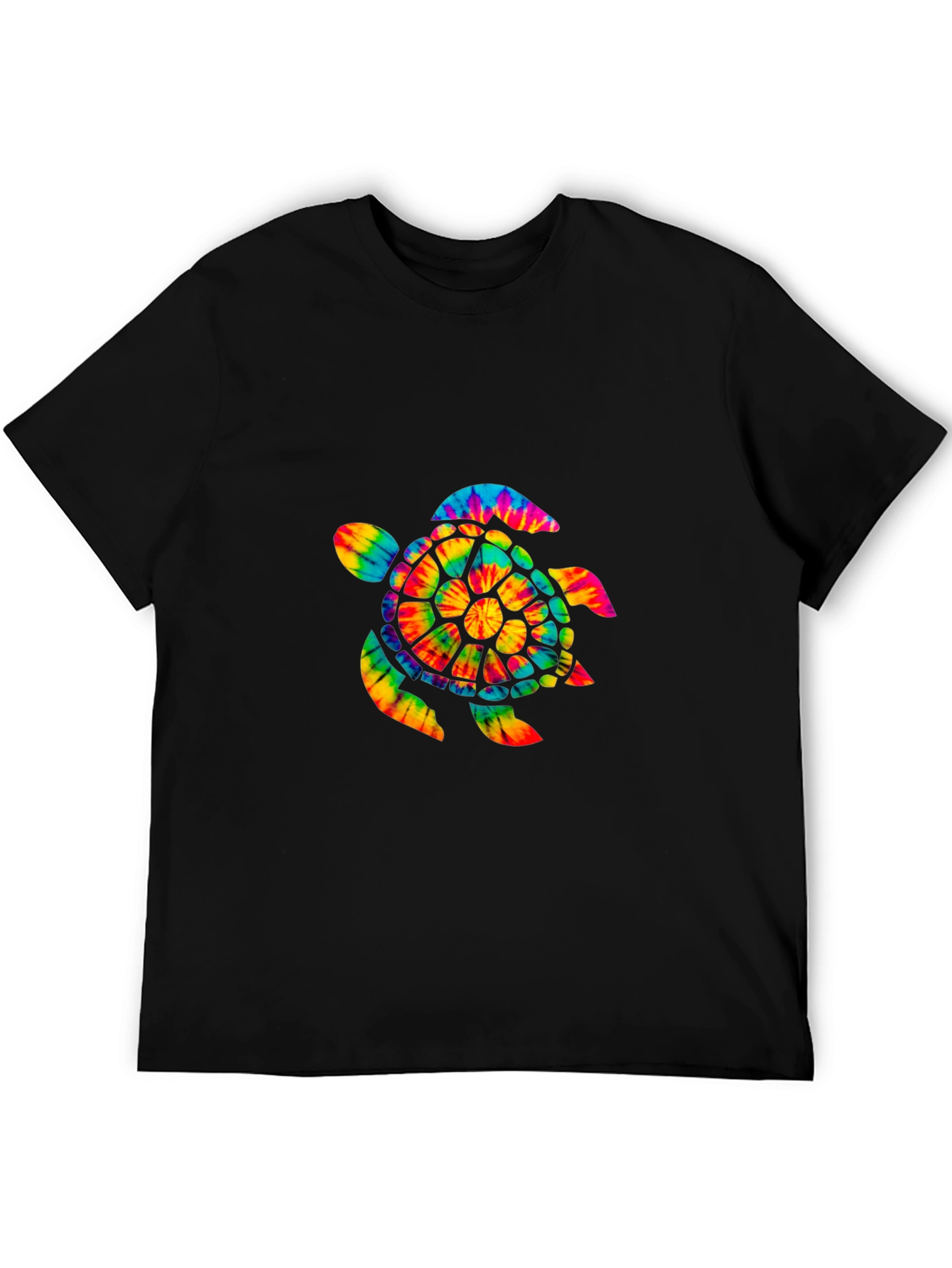 Black Tie-Dye Turtle Graphic Tee - Soft Cotton view 5