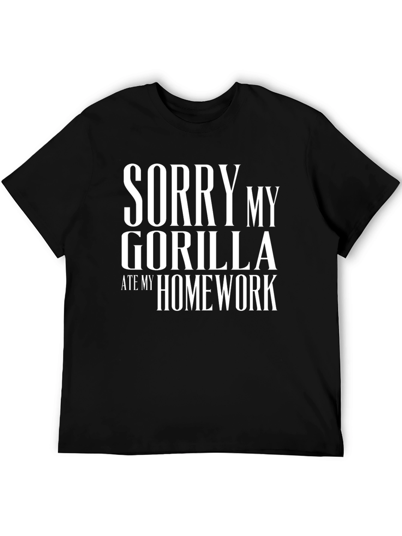 Black Sorry My Gorilla Ate My Homework Graphic T-Shirt view 5