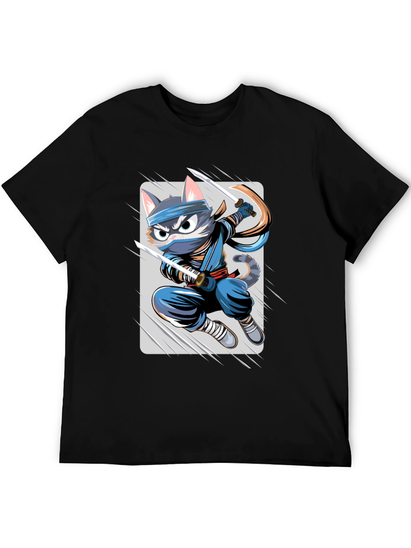 Black Ninja Cat T-Shirt - Unique Cartoon Graphic Tee view 5
