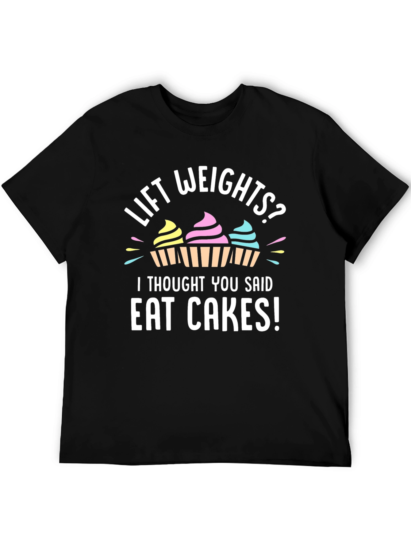 Black Eat Cakes Graphic Tee - Funny Workout Shirt view 5