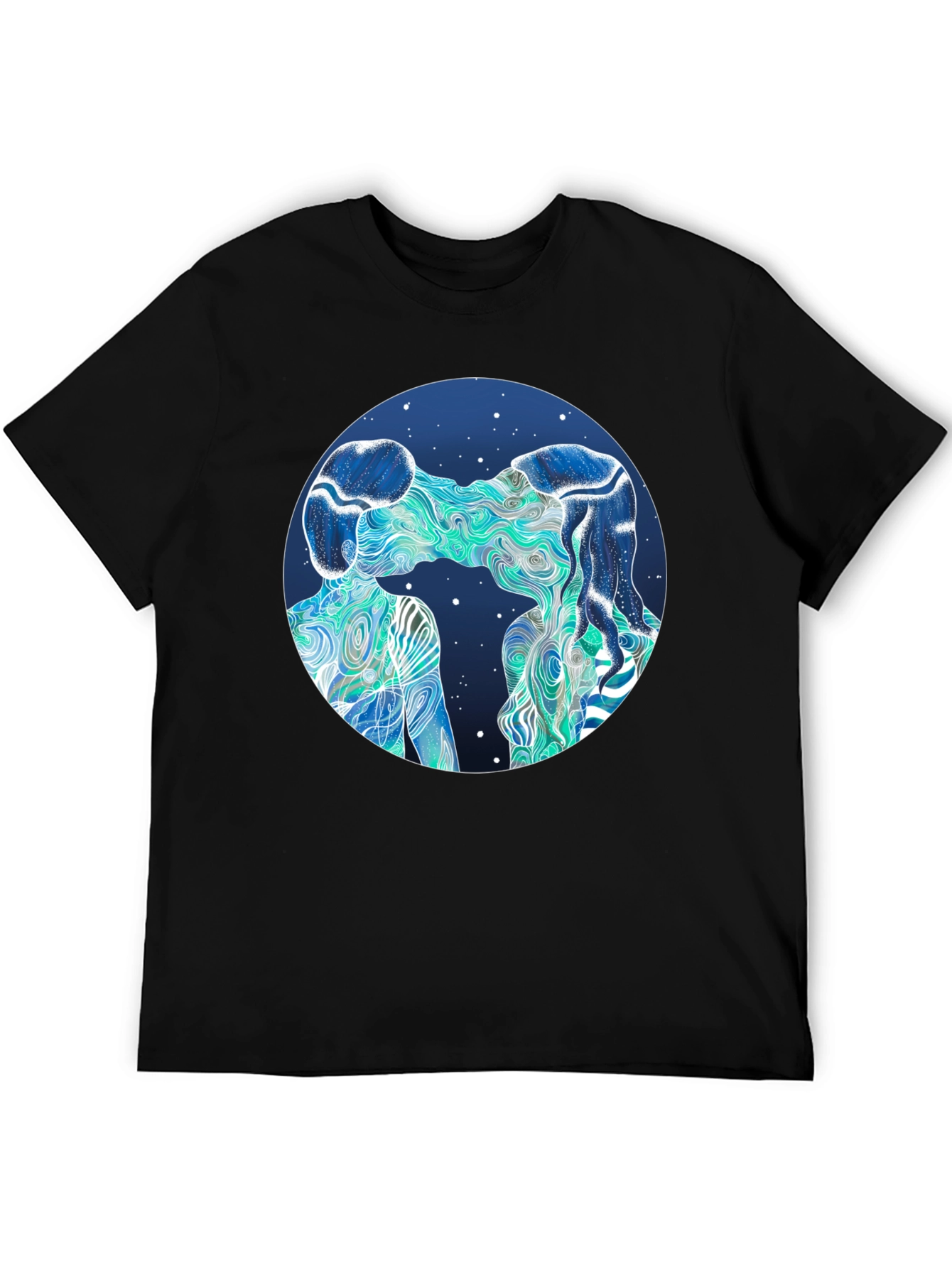 Black Abstract Lovers Graphic T-Shirt view 5