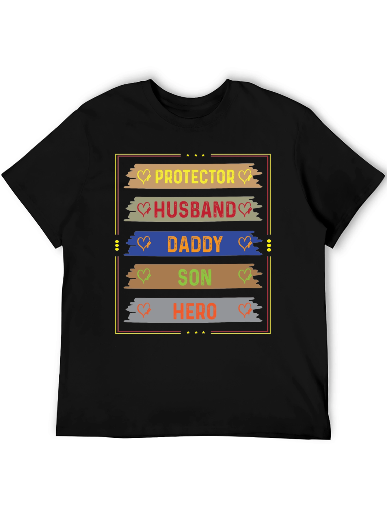 Black Protector Husband Daddy Hero Men's T-Shirt view 5