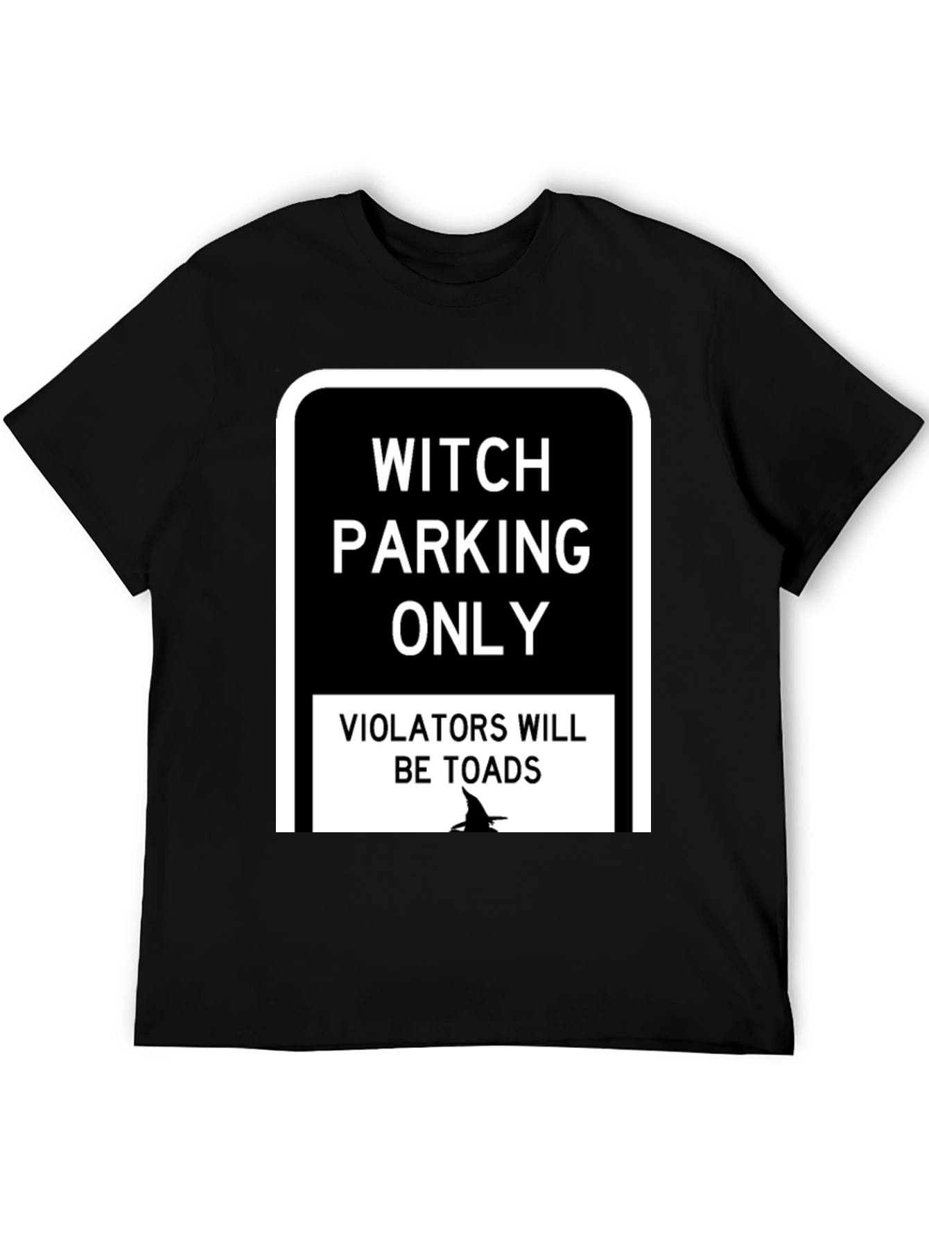Black Witch Parking Only T-Shirt - Funny Halloween Tee view 5