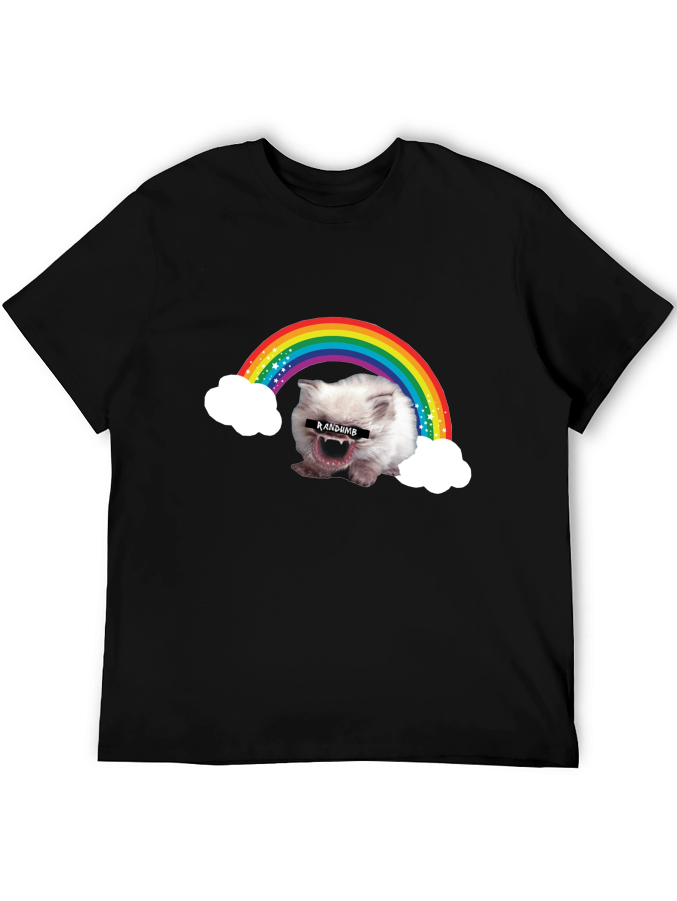 Black Random Rainbow Cat Meme T-Shirt view 5
