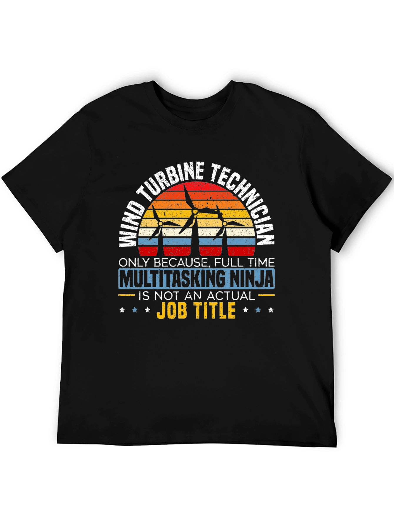 Black Wind Turbine Technician Multitasking Ninja T-Shirt view 5