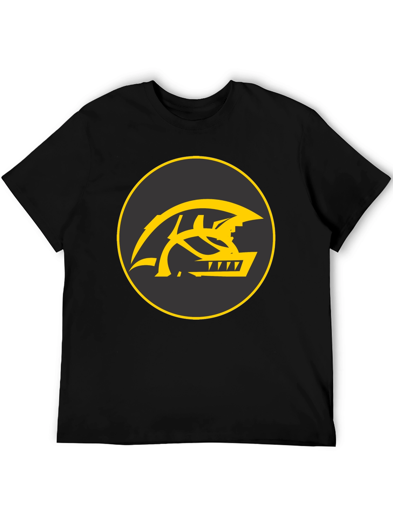 Black Men's Black T-Shirt with Yellow Monster Logo view 5