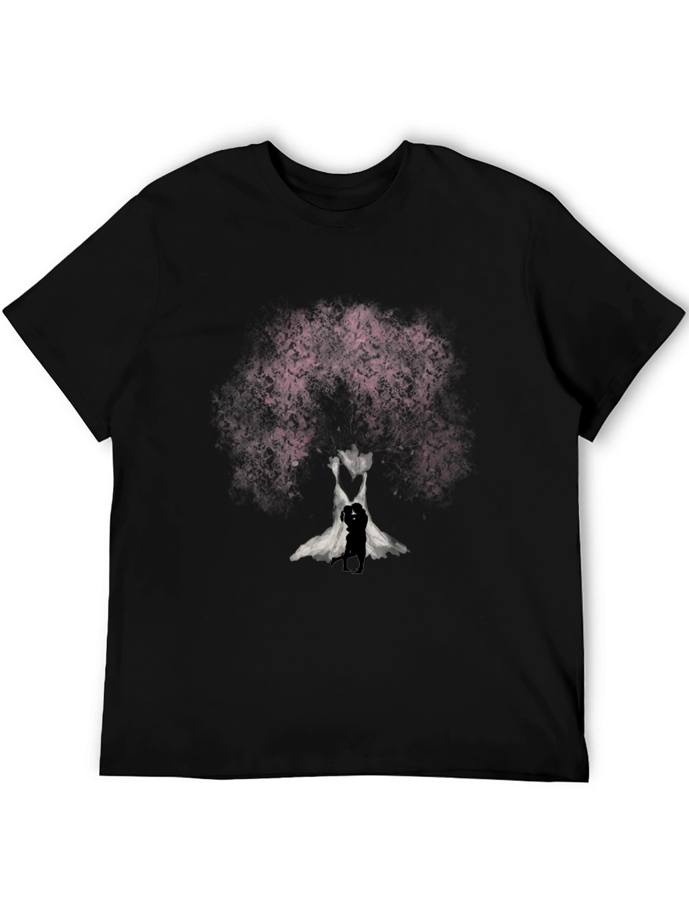 Black Love Tree Graphic Tee - Unique Romantic Design view 5