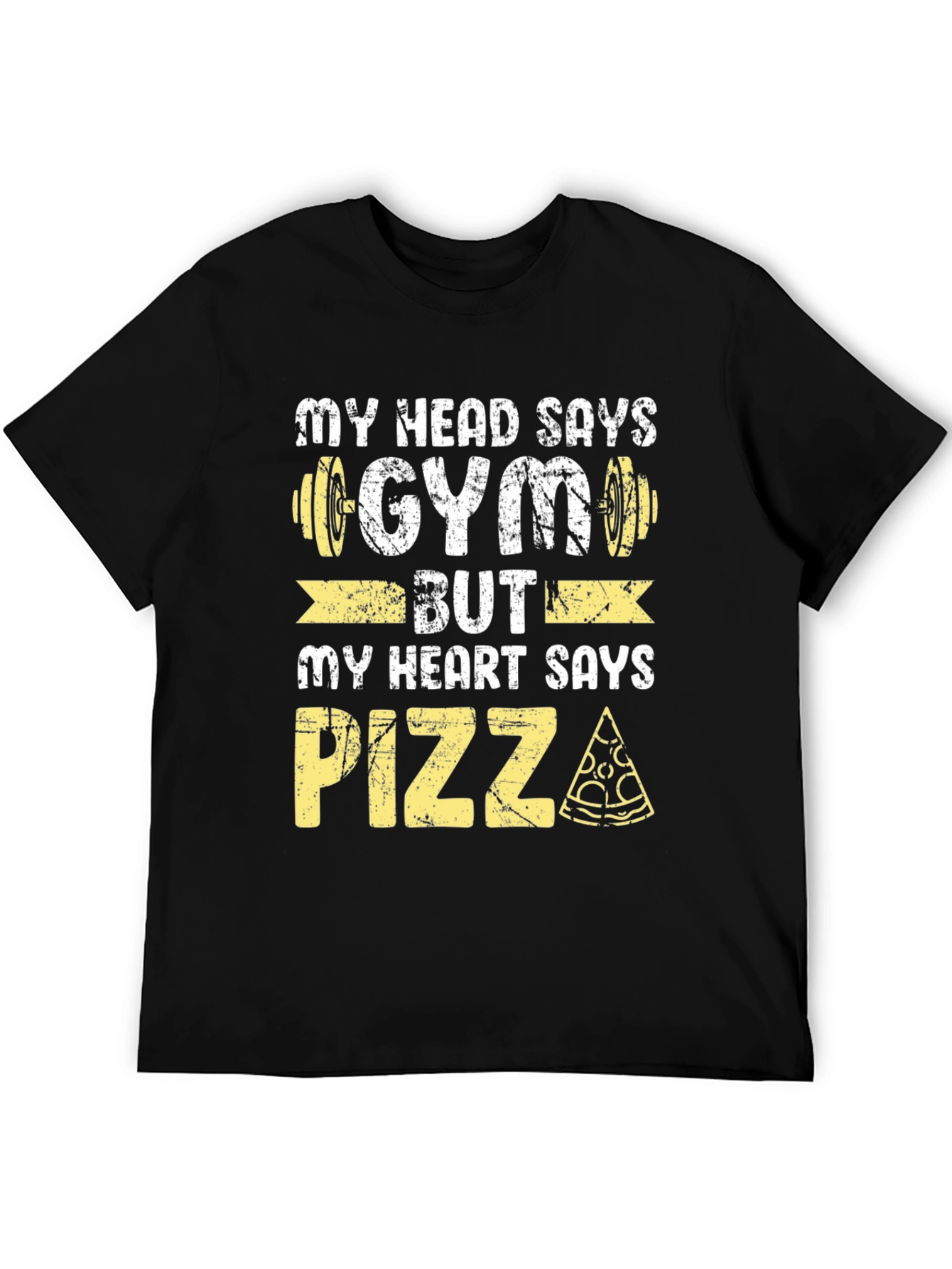 Black Gym vs. Pizza Graphic Tee - Funny Workout Shirt view 5