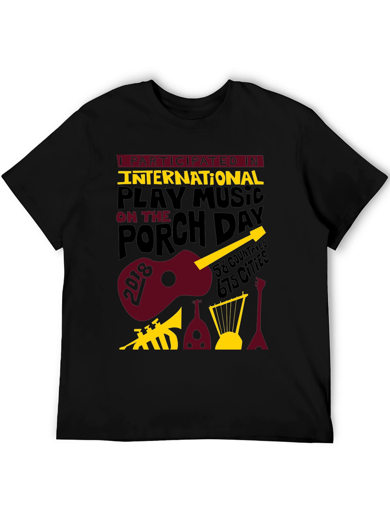 Black International Play Music On The Porch Day T-Shirt view 5