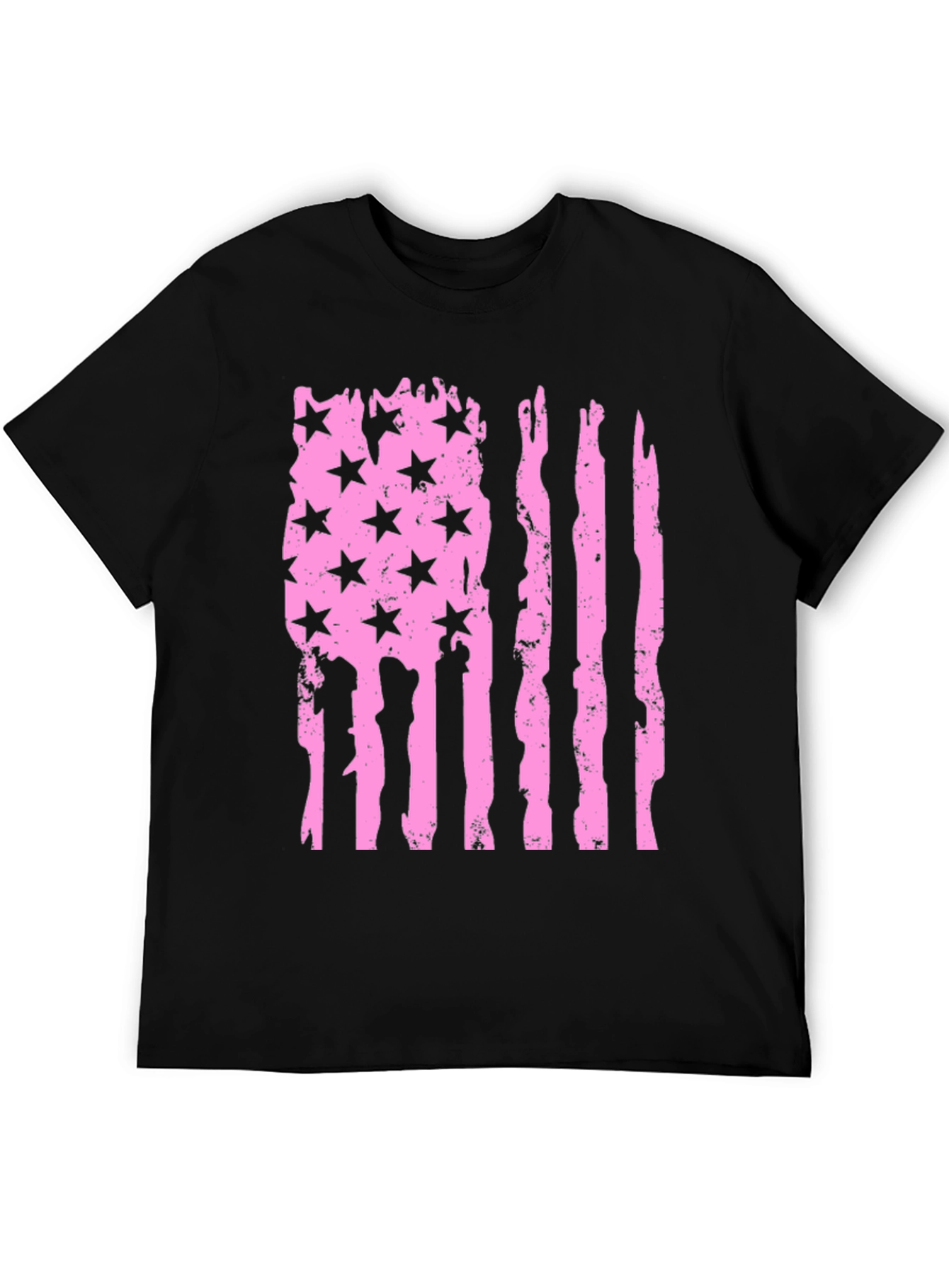 Black Distressed American Flag T-Shirt - Pink view 5