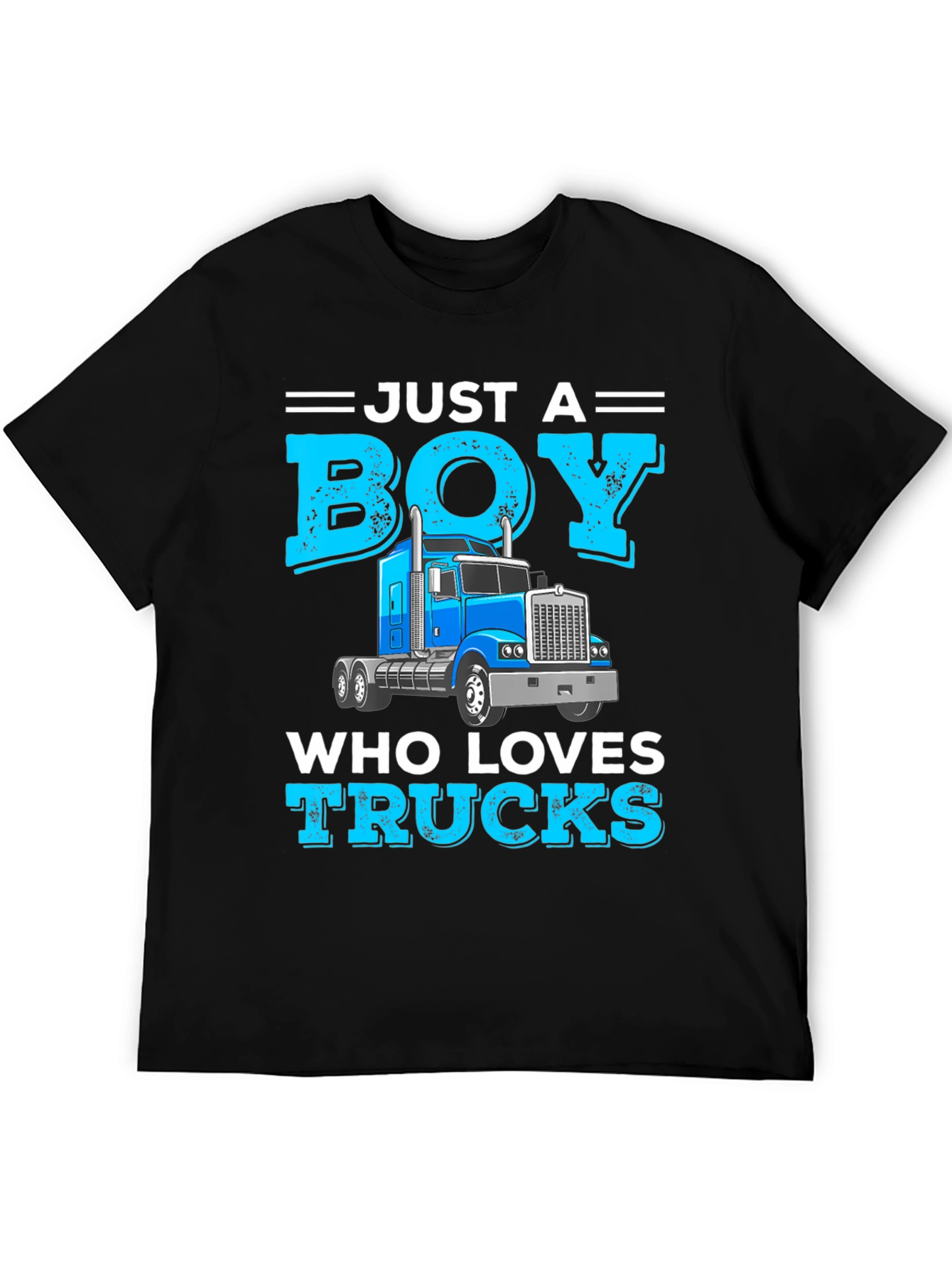 Black Just a Boy Who Loves Trucks T-Shirt view 5