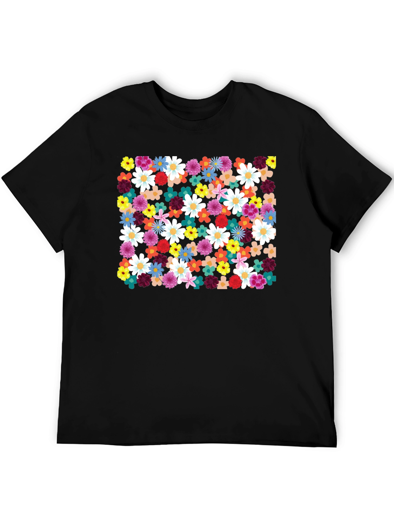 Black Floral Print Black T-Shirt view 5