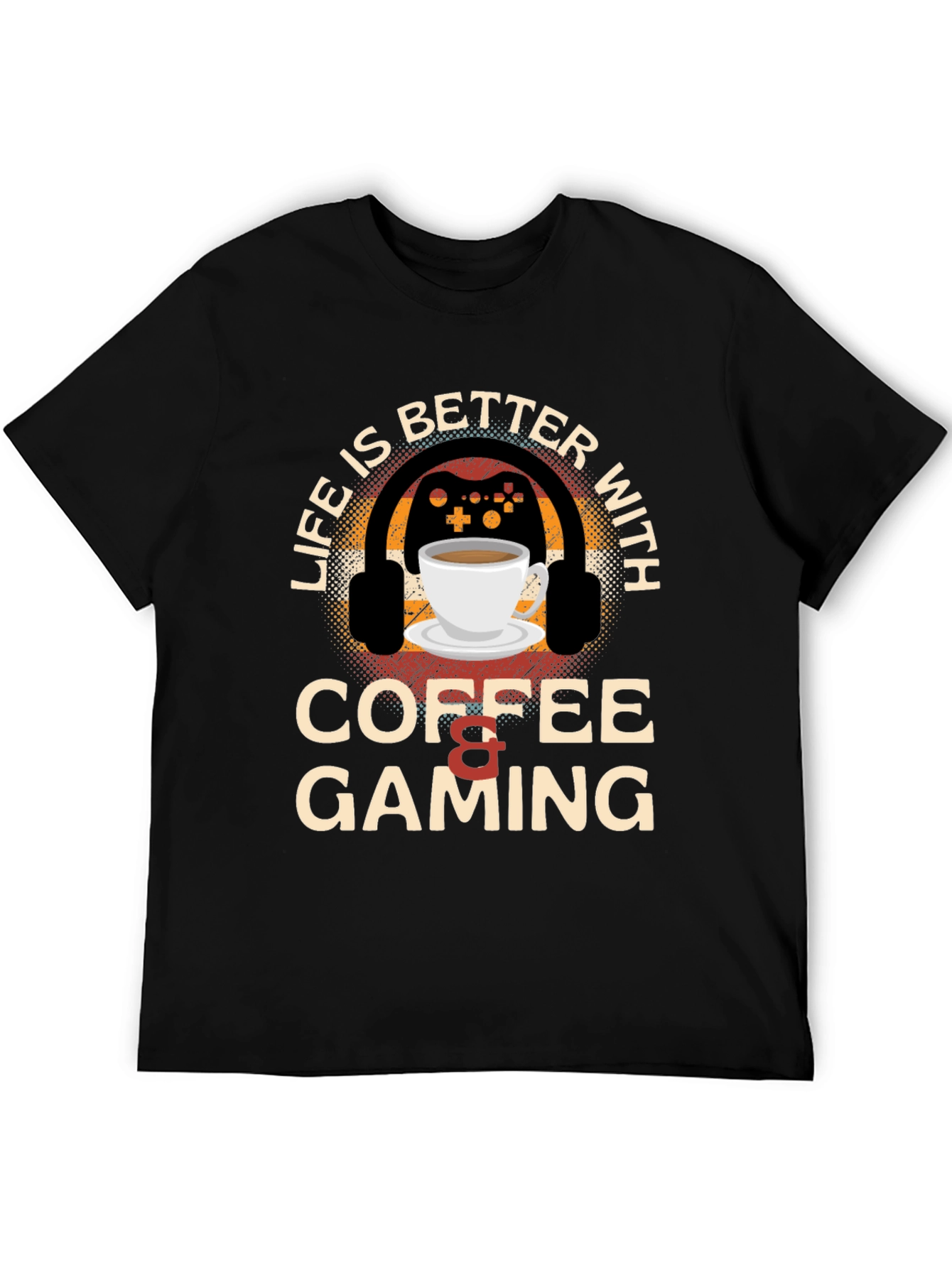 Black Coffee & Gaming T-Shirt - Gamer Life Style view 5