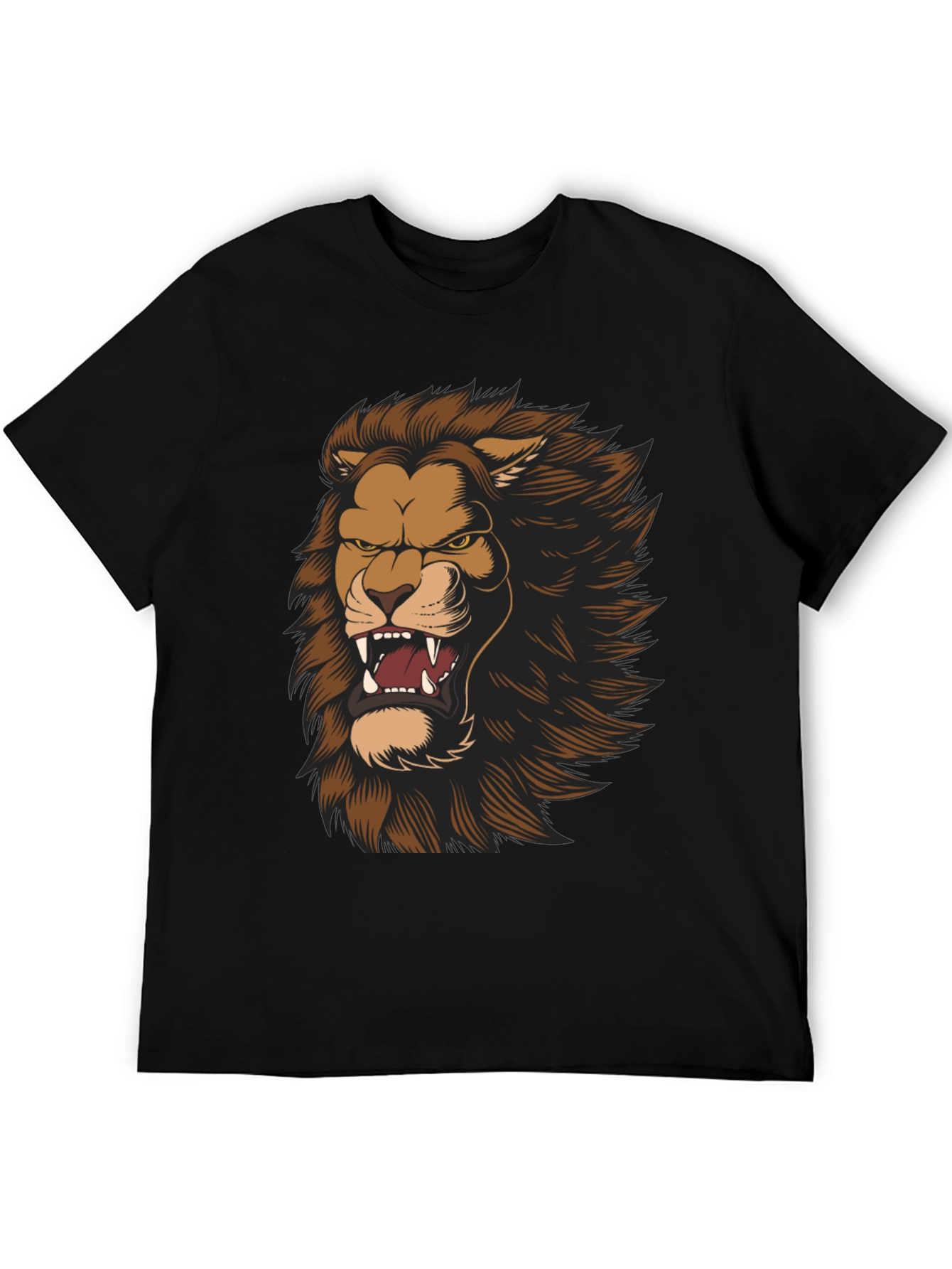 Black Lion Graphic Print Black T-Shirt view 5