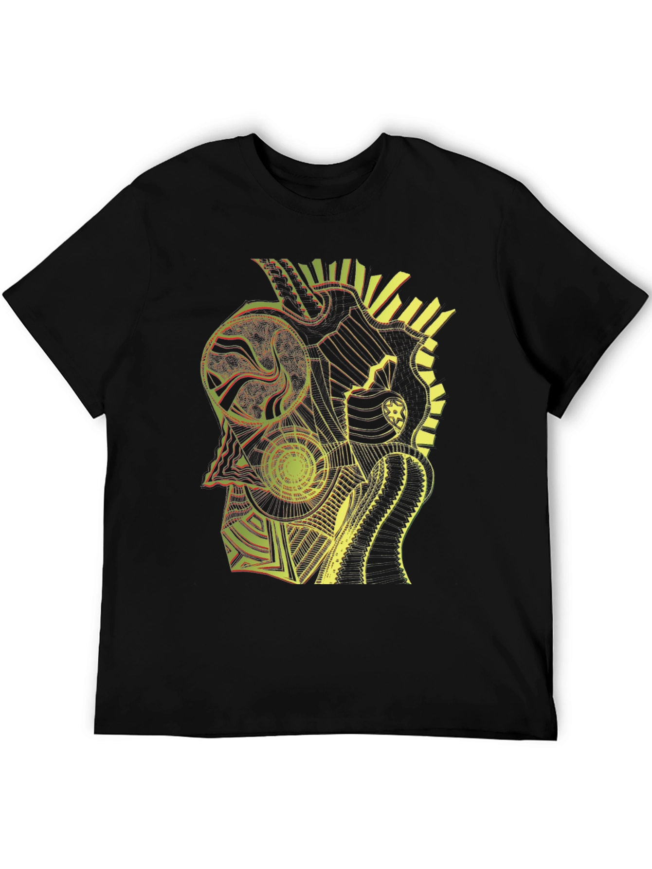 Black Abstract Art Graphic Tee - Black Cotton view 5