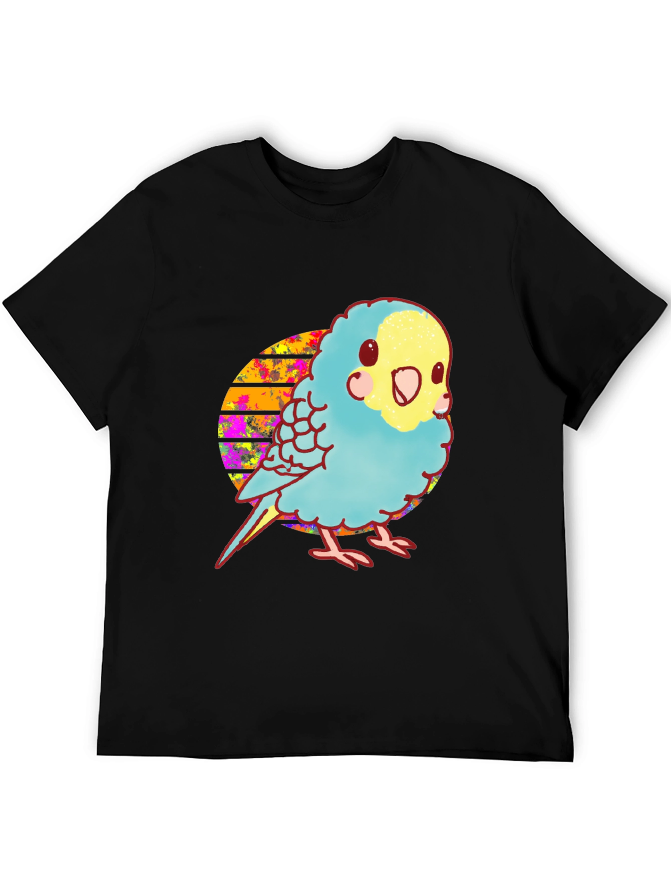 Black Parakeet Graphic Tee - Cute Bird Design view 5