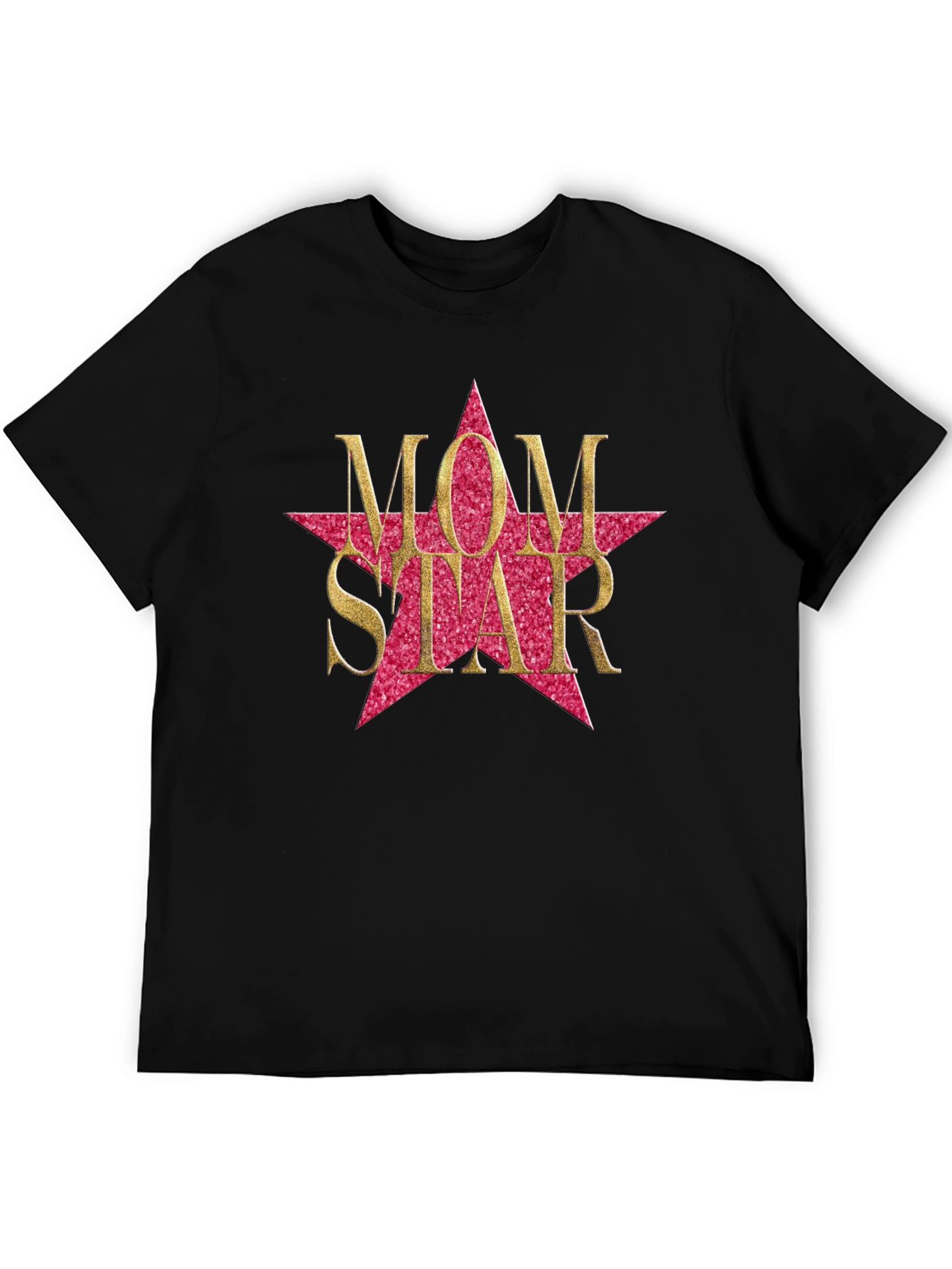 Black Mom Star Graphic Tee - Black Cotton Blend view 5