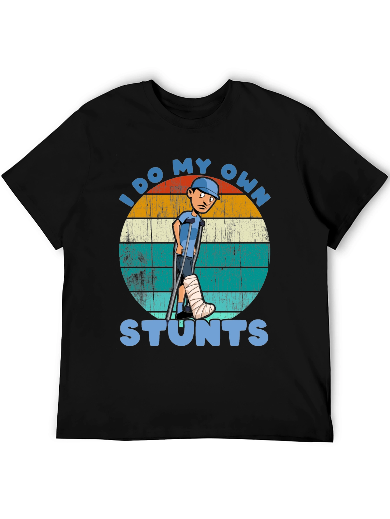 Black I Do My Own Stunts T-Shirt - Funny Injury Tee view 5