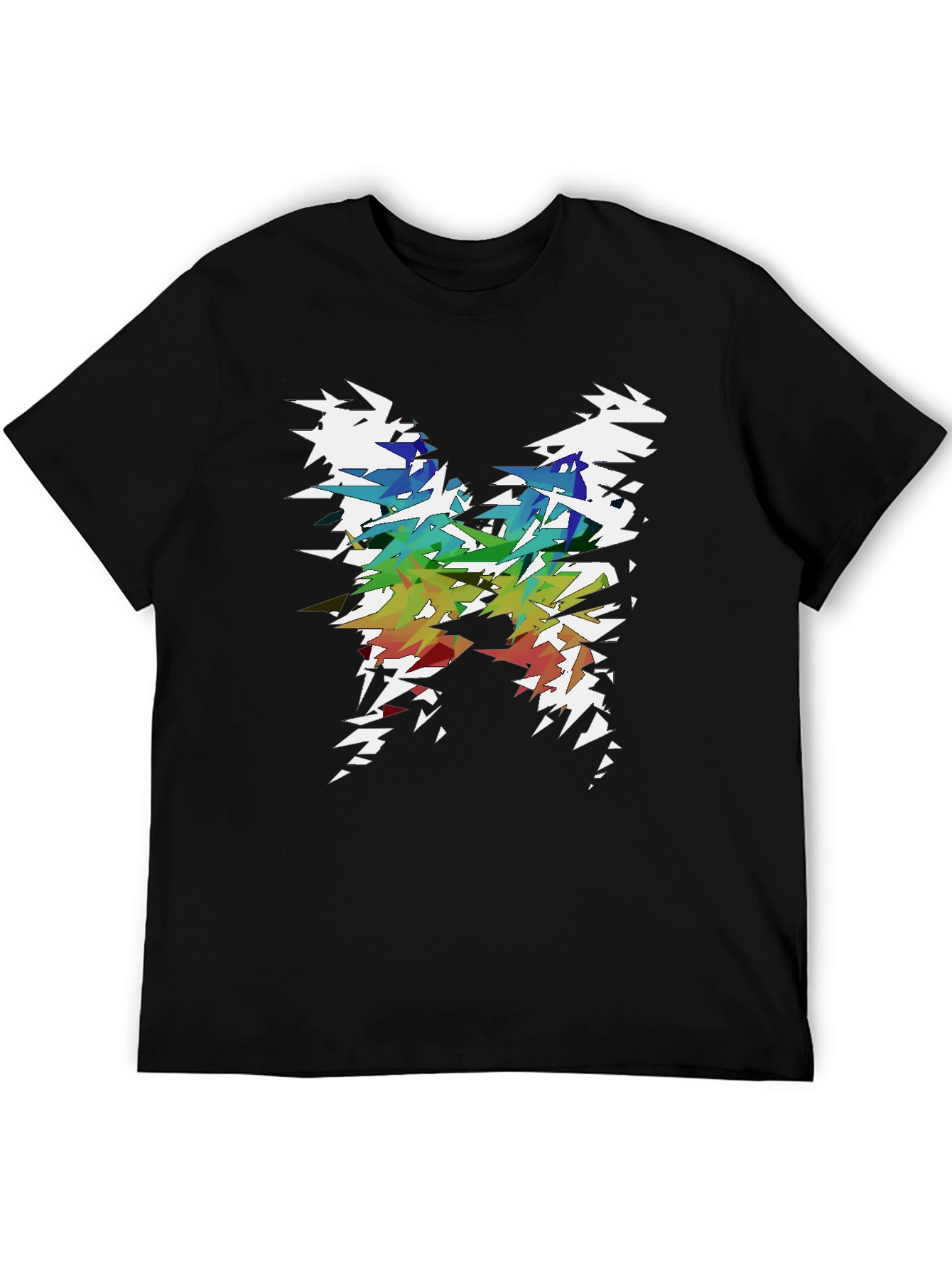 Black Abstract Geometric Rainbow Tee view 5