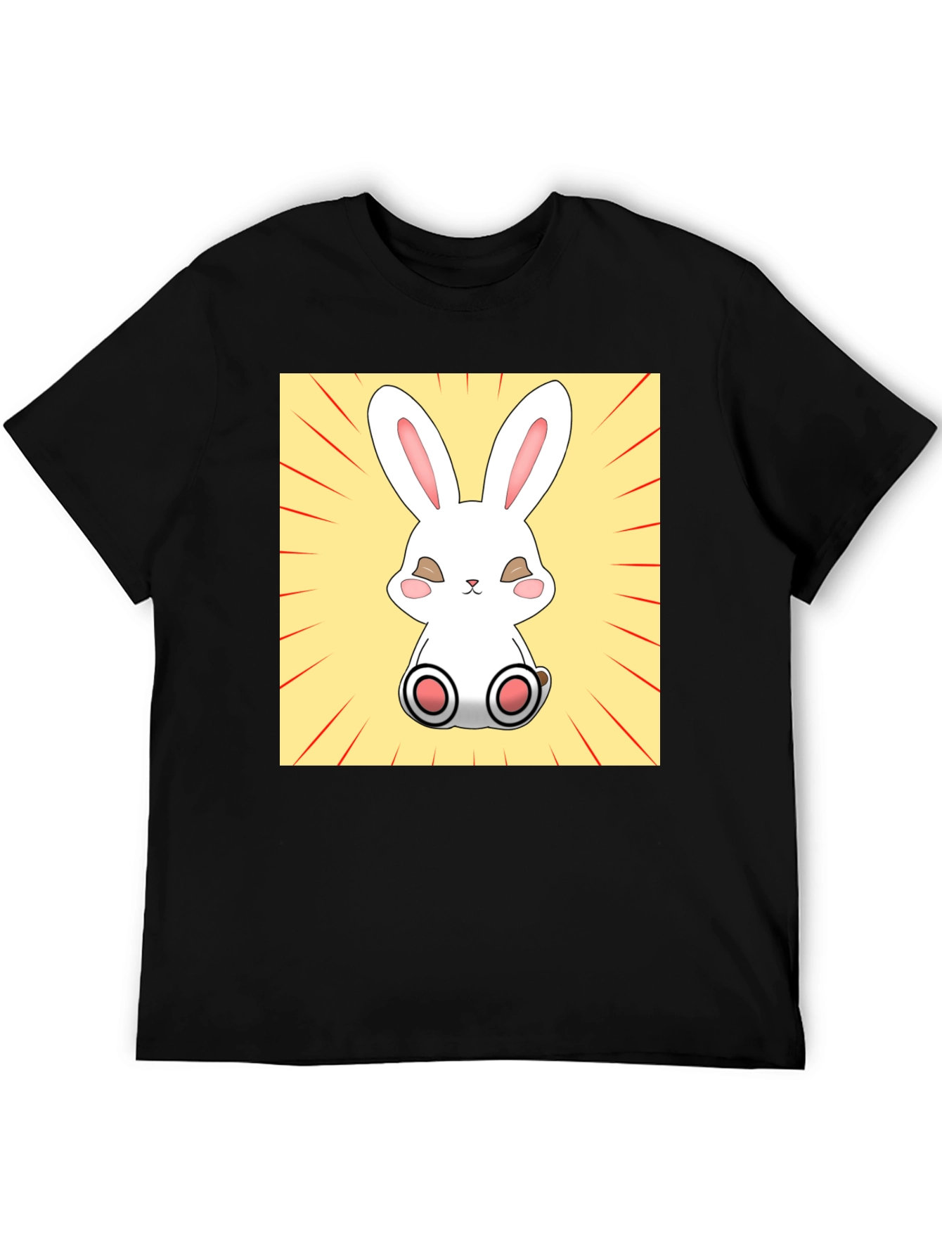 Cute Bunny Graphic Tee - Black Cotton T-Shirt - 5
