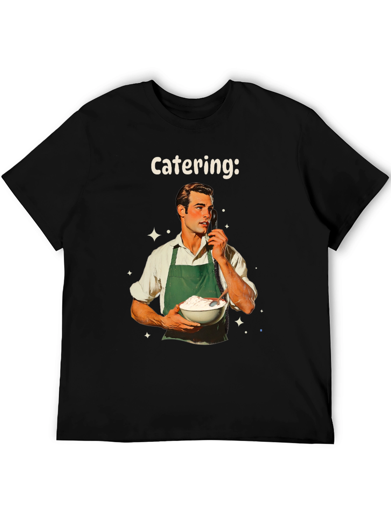 Black Retro Catering T-Shirt - Vintage Food Service Style view 5