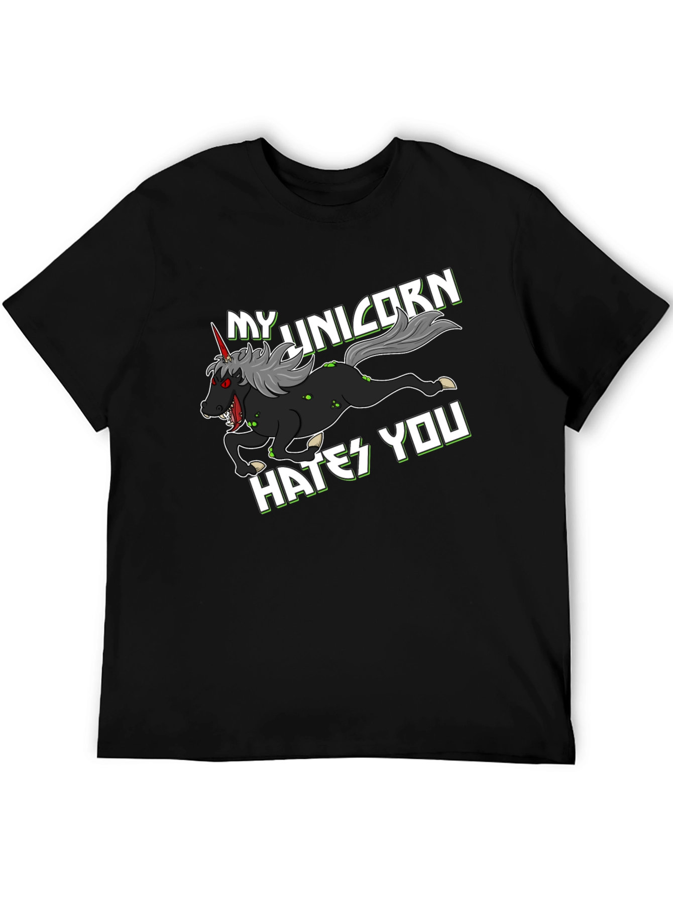 Black My Unicorn Hates You T-Shirt view 5