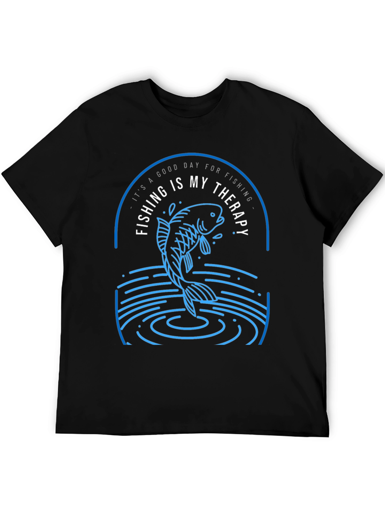 Black Fishing Is My Therapy T-Shirt view 5