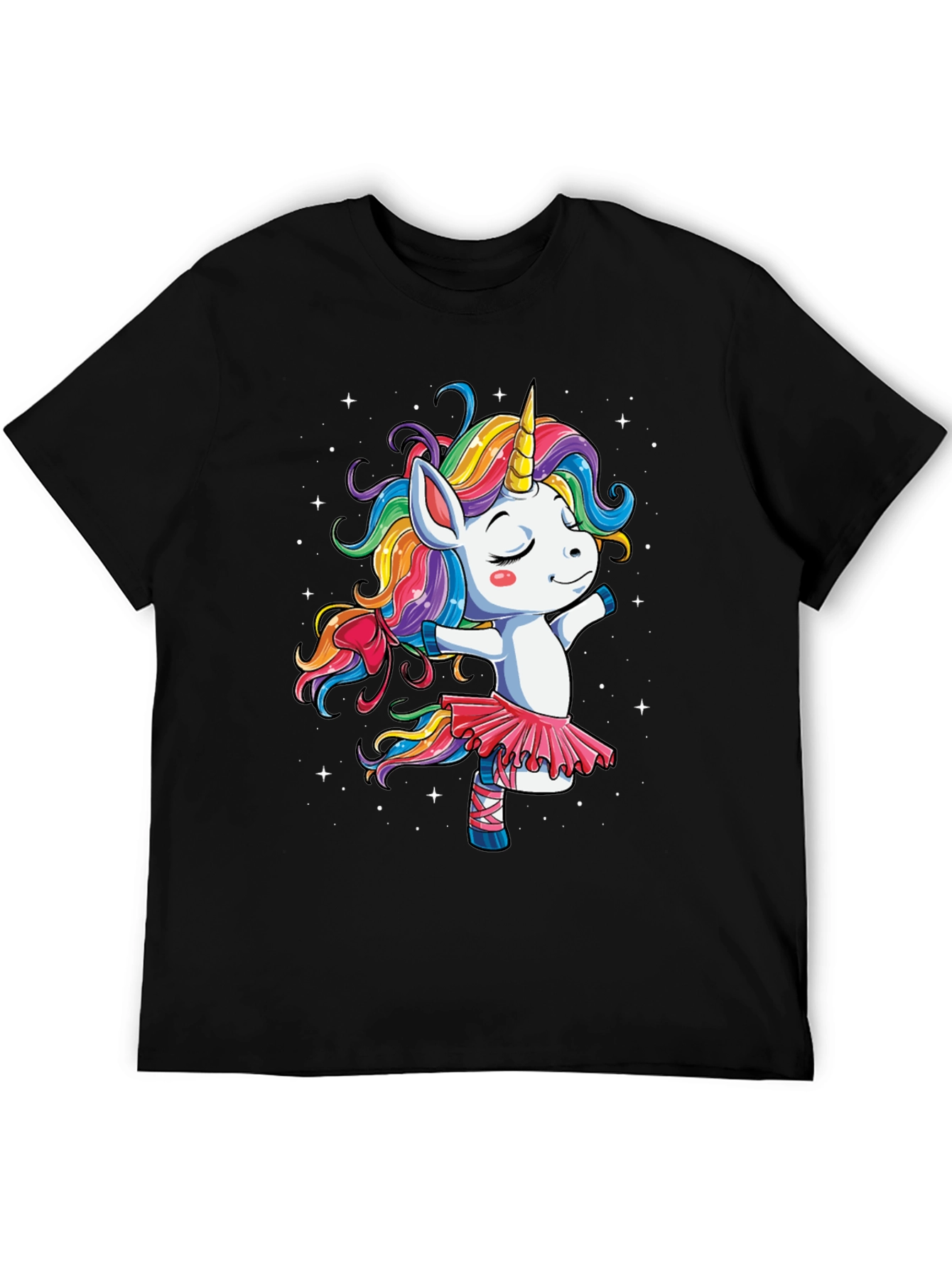 Black Unicorn Ballerina Black T-Shirt view 5