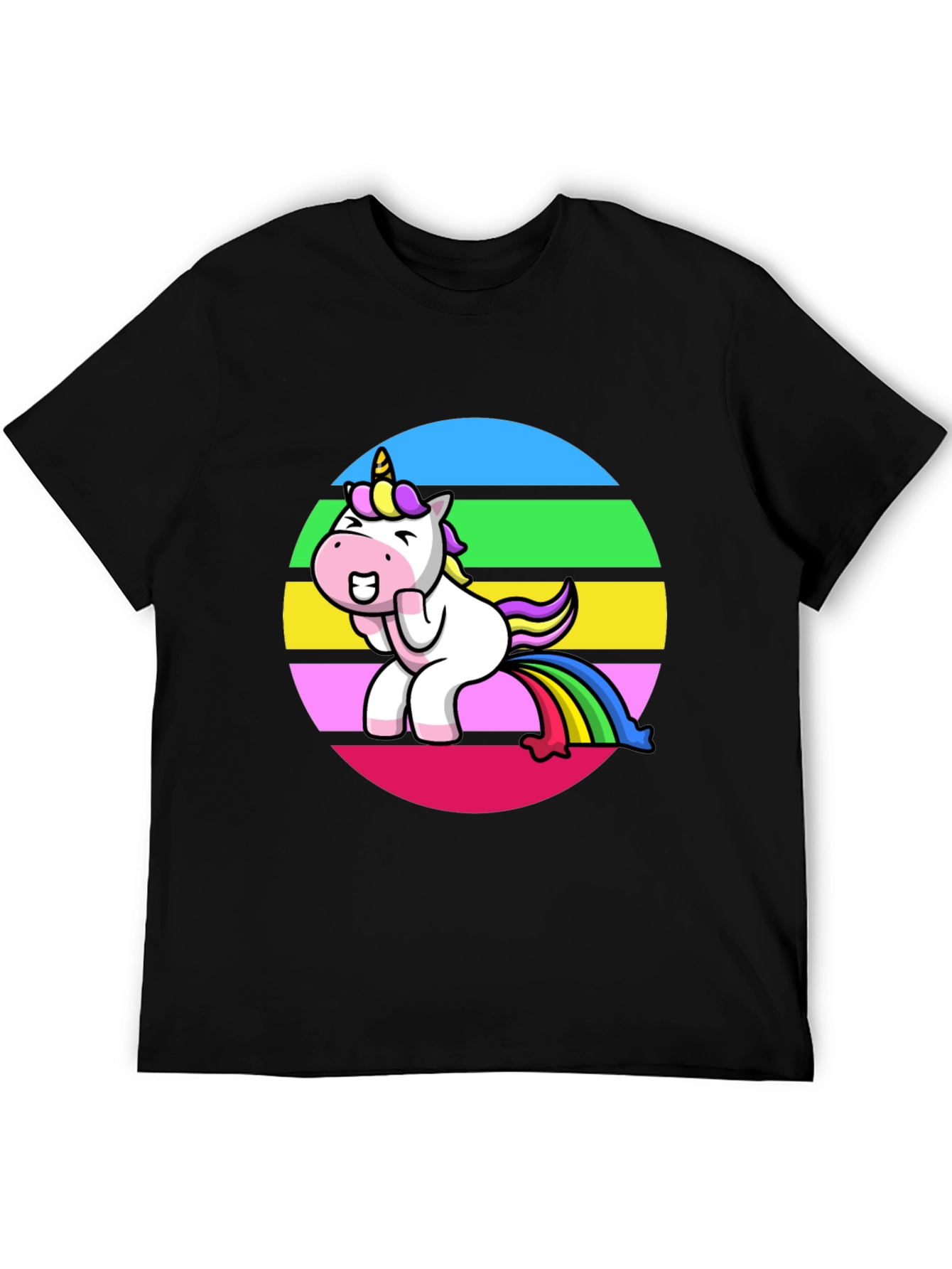 Black Unicorn Rainbow Humor Graphic Tee view 5