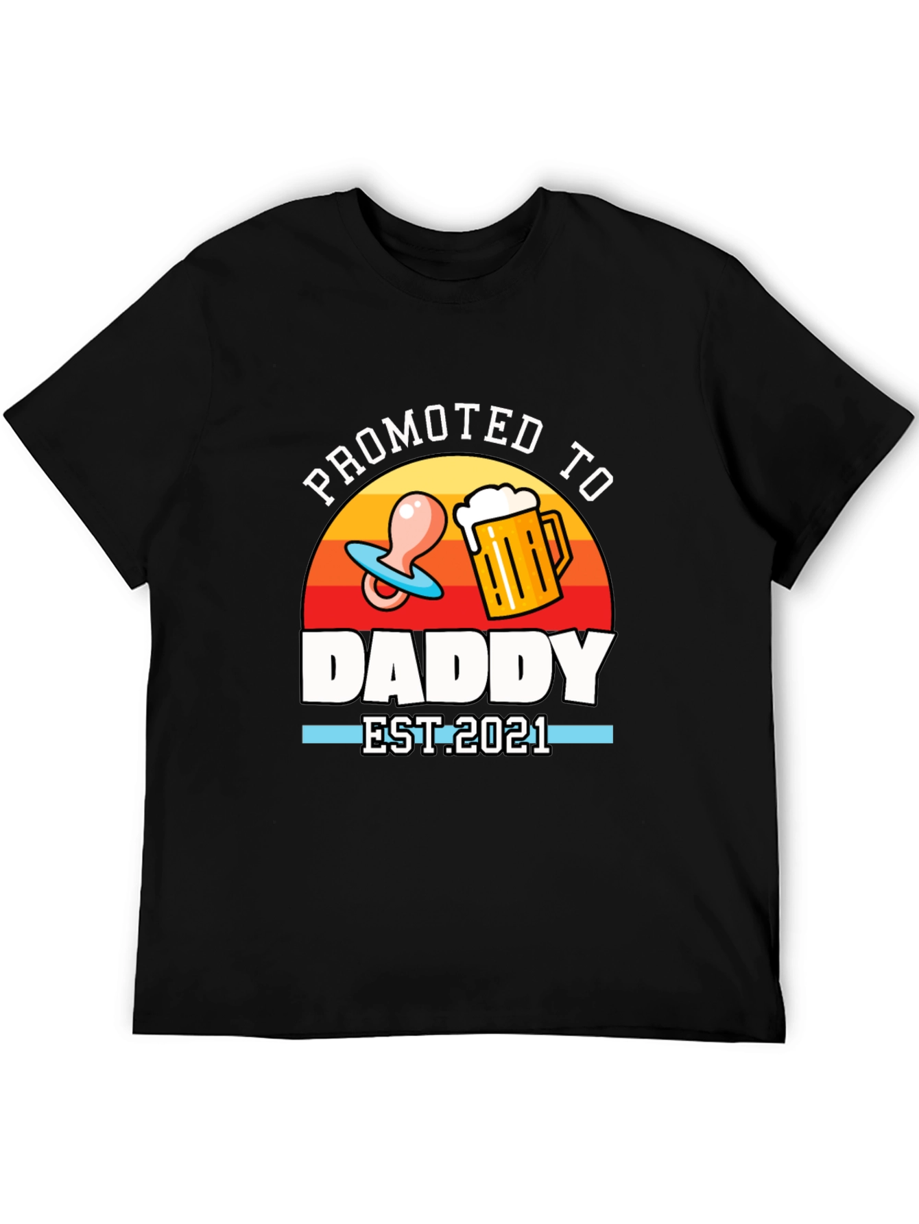 Black Promoted to Daddy EST 2021 T-Shirt view 5