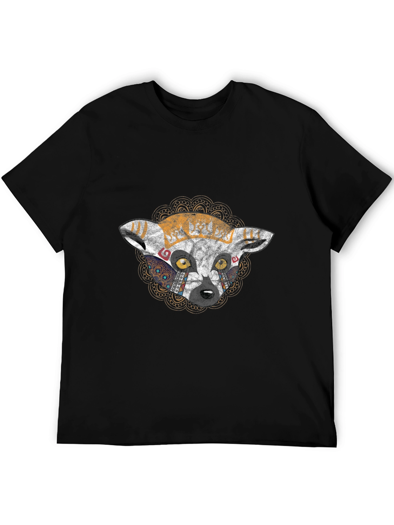Black Abstract Lemur Graphic Black T-Shirt view 5