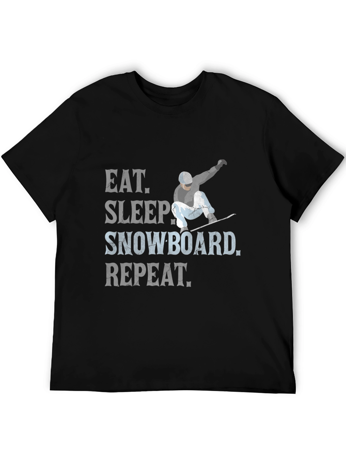 Black Eat Sleep Snowboard Repeat T-Shirt view 5