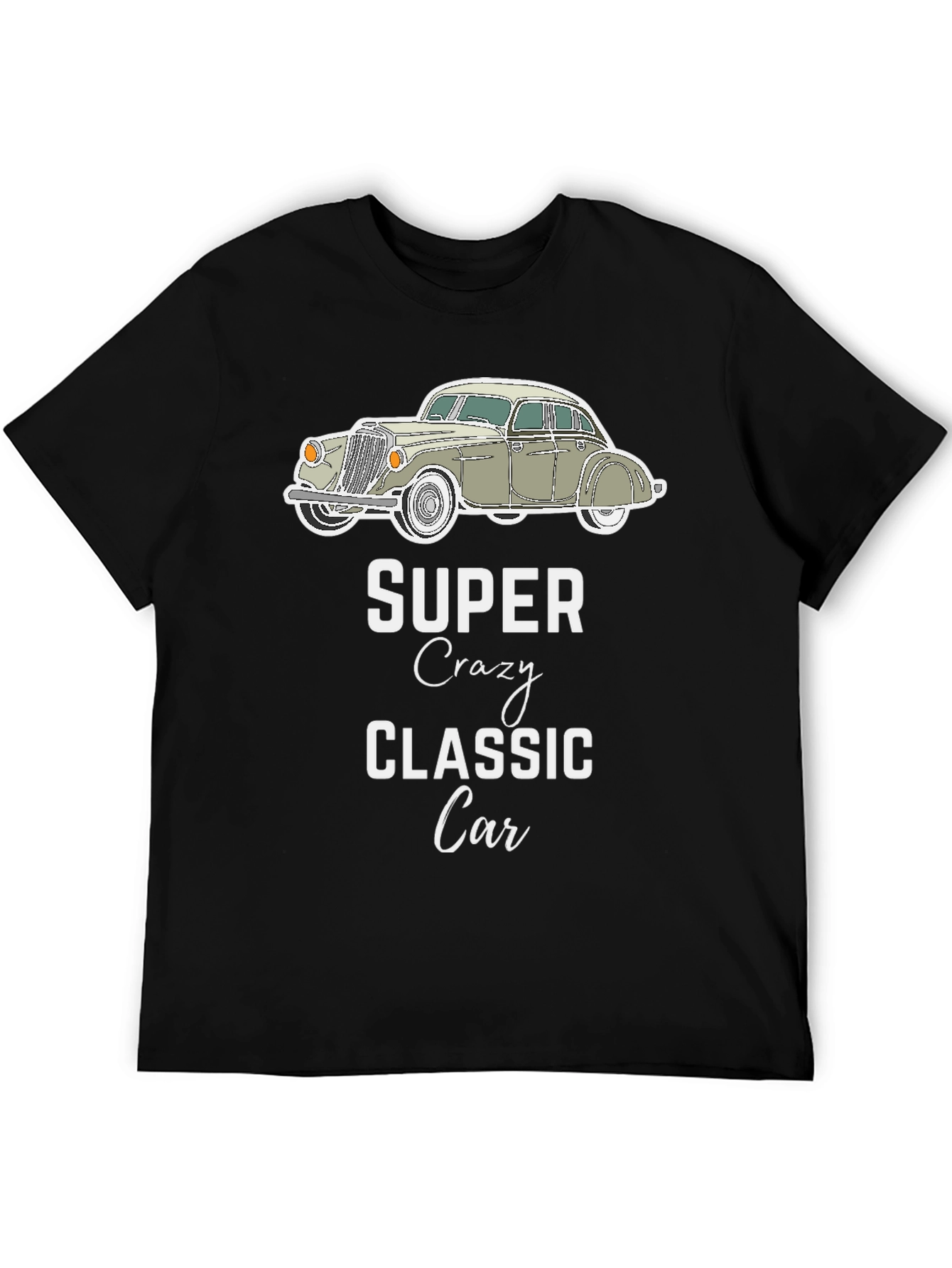 Black Super Crazy Classic Car T-Shirt view 5