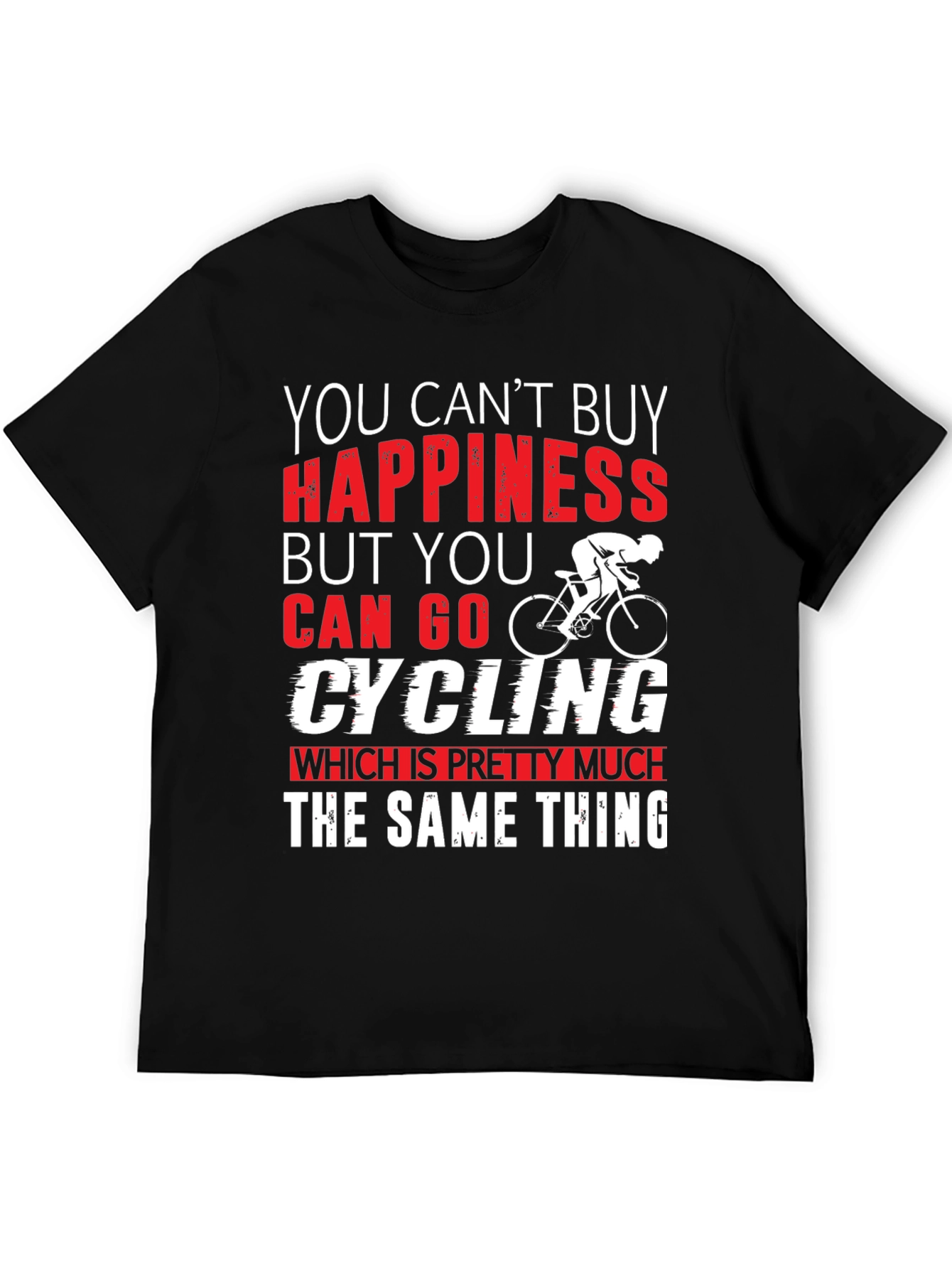 Black Cycling Happiness T-Shirt | Bike Lover Gift view 5