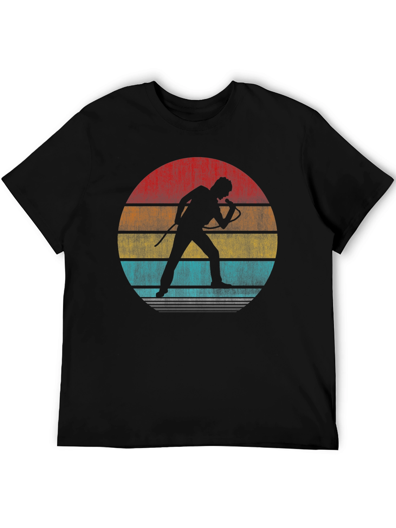 Black Retro Singer Silhouette Graphic T-Shirt view 5