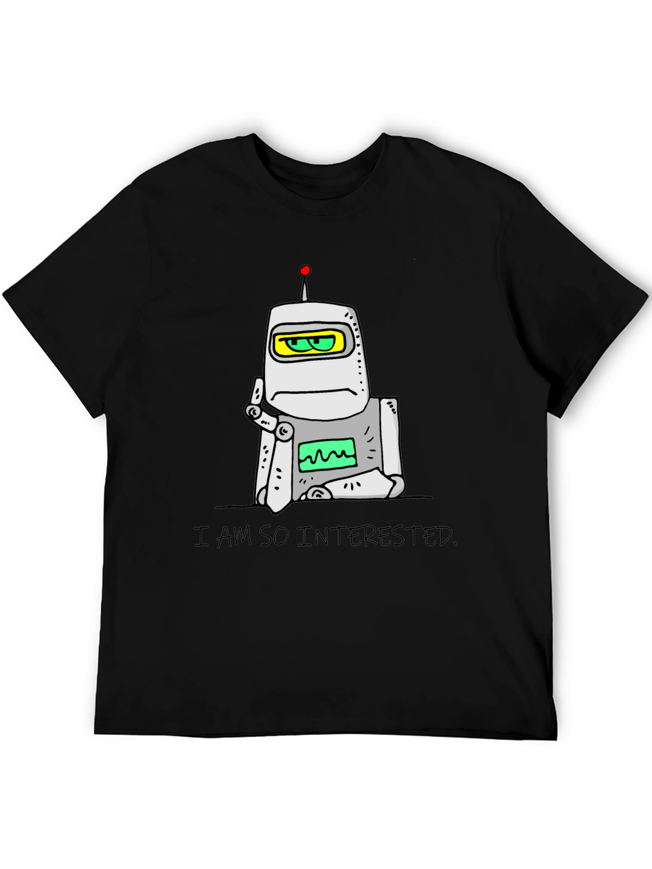 Black Interested Robot Graphic T-Shirt view 5
