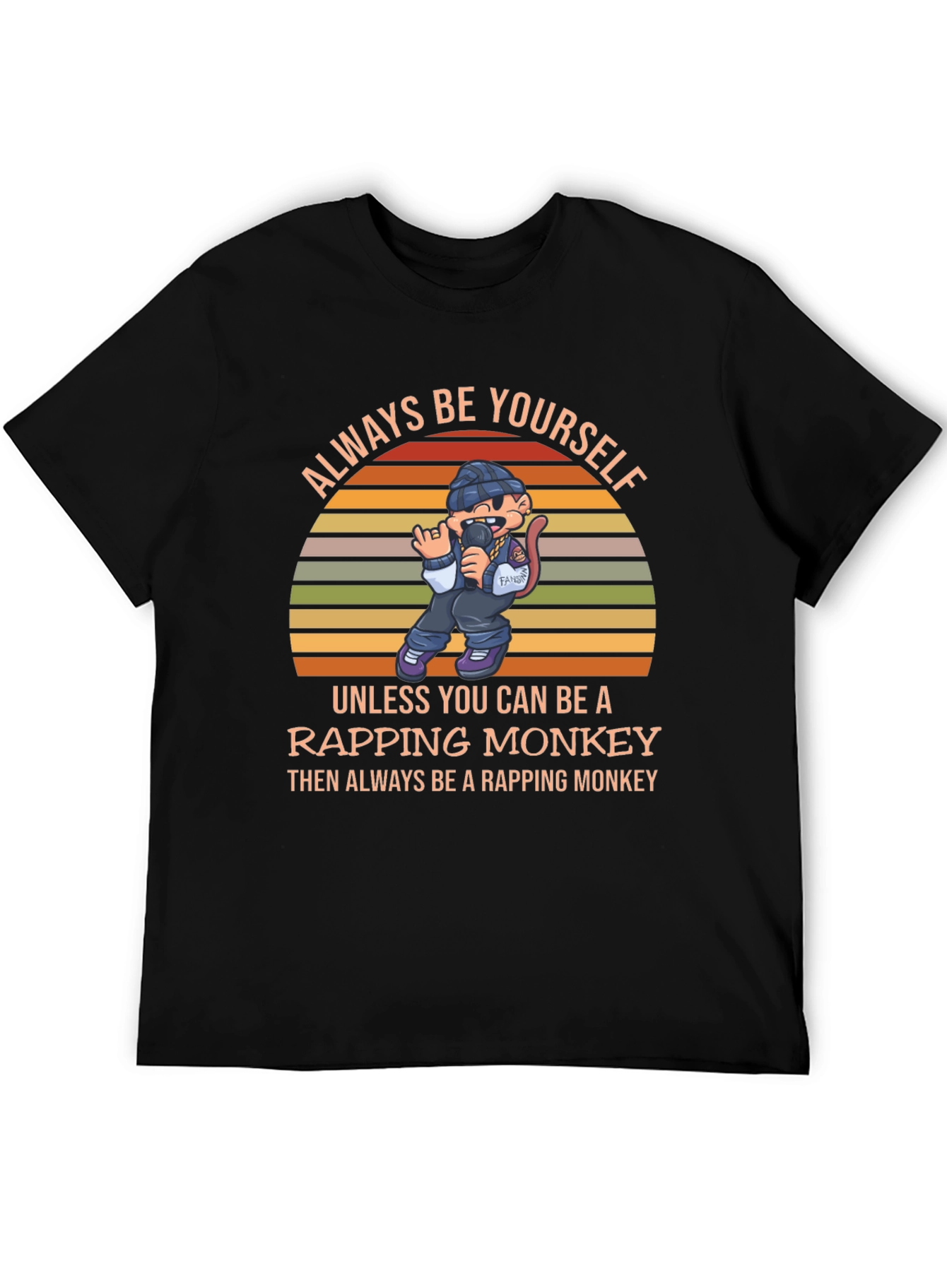Black Rapping Monkey Graphic T-Shirt - Be Yourself view 5