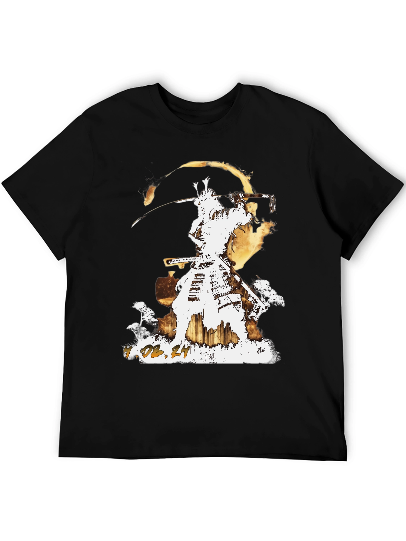 Black Samurai Graphic T-Shirt - Men's Short Sleeve Crew Neck Tee view 5