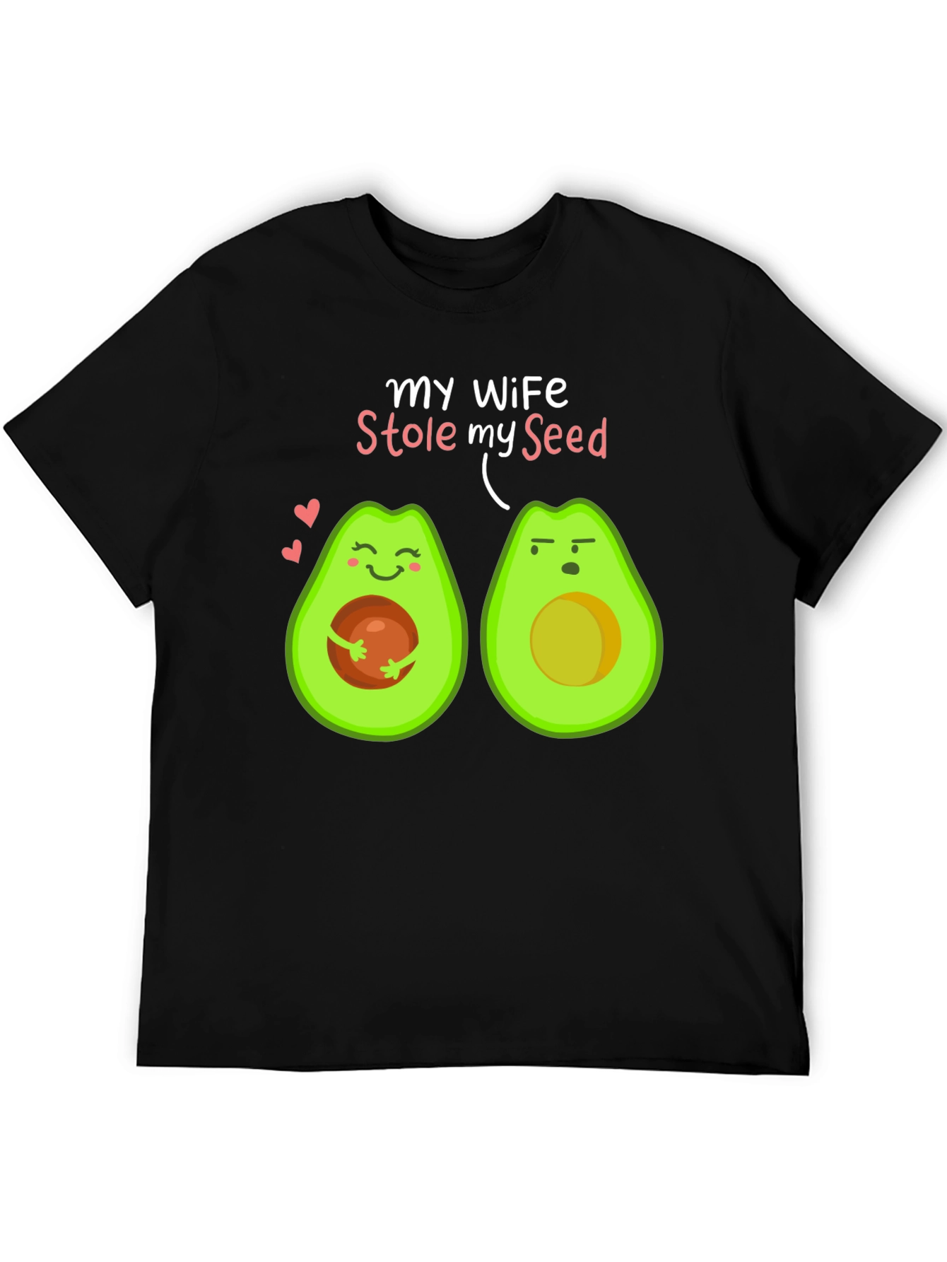 Black Funny Avocado Couple T-Shirt - My Wife Stole My Seed view 5