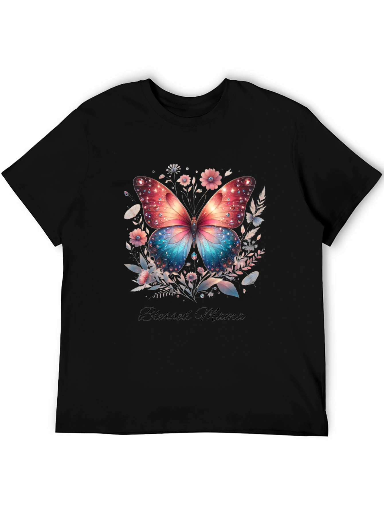 Black Blessed Mama Butterfly Graphic Tee view 5