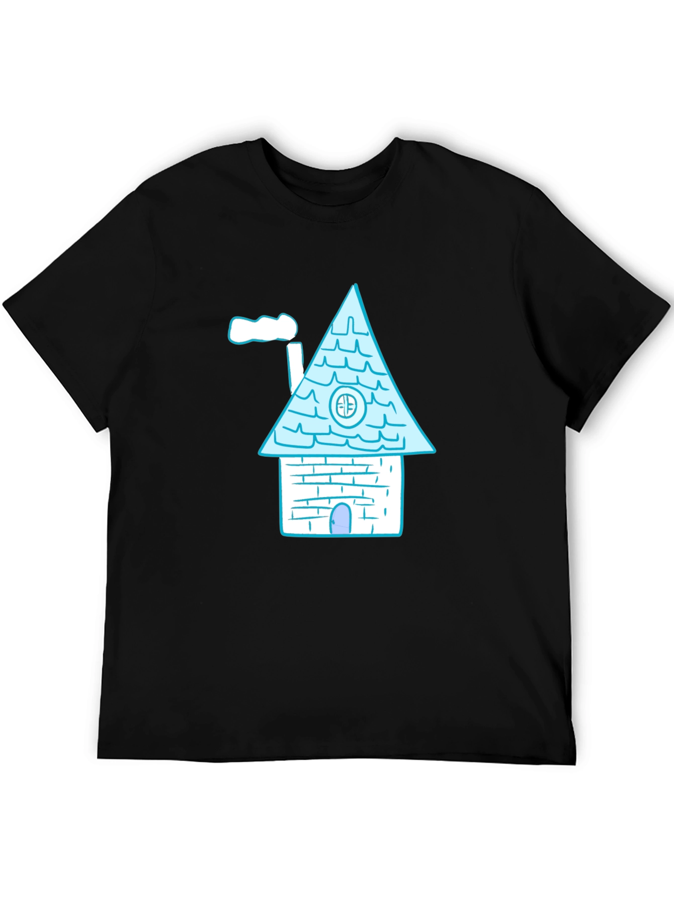 Black Whimsical House Graphic Tee - Black view 5