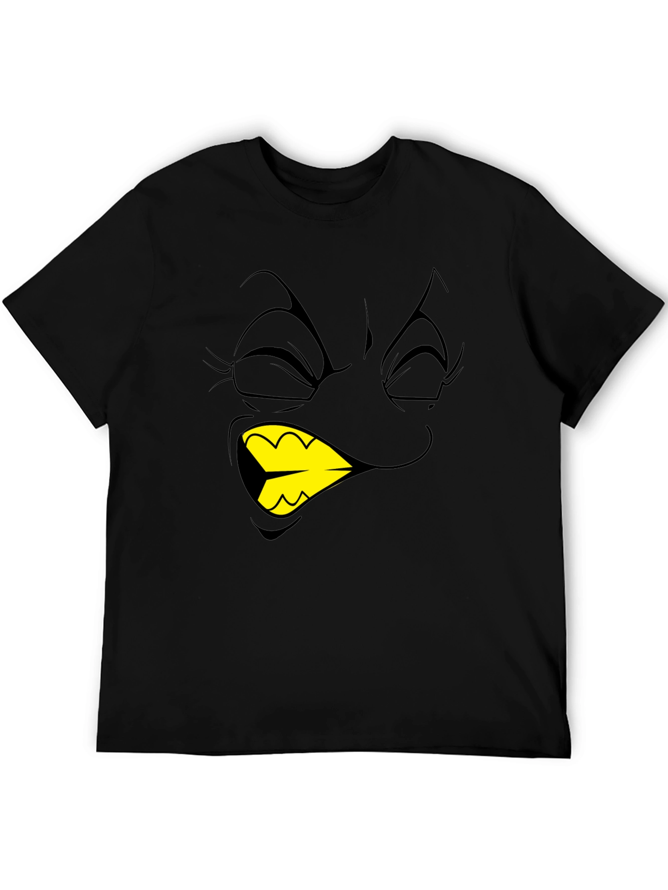 Black Cartoon Face Graphic T-Shirt - Black view 5